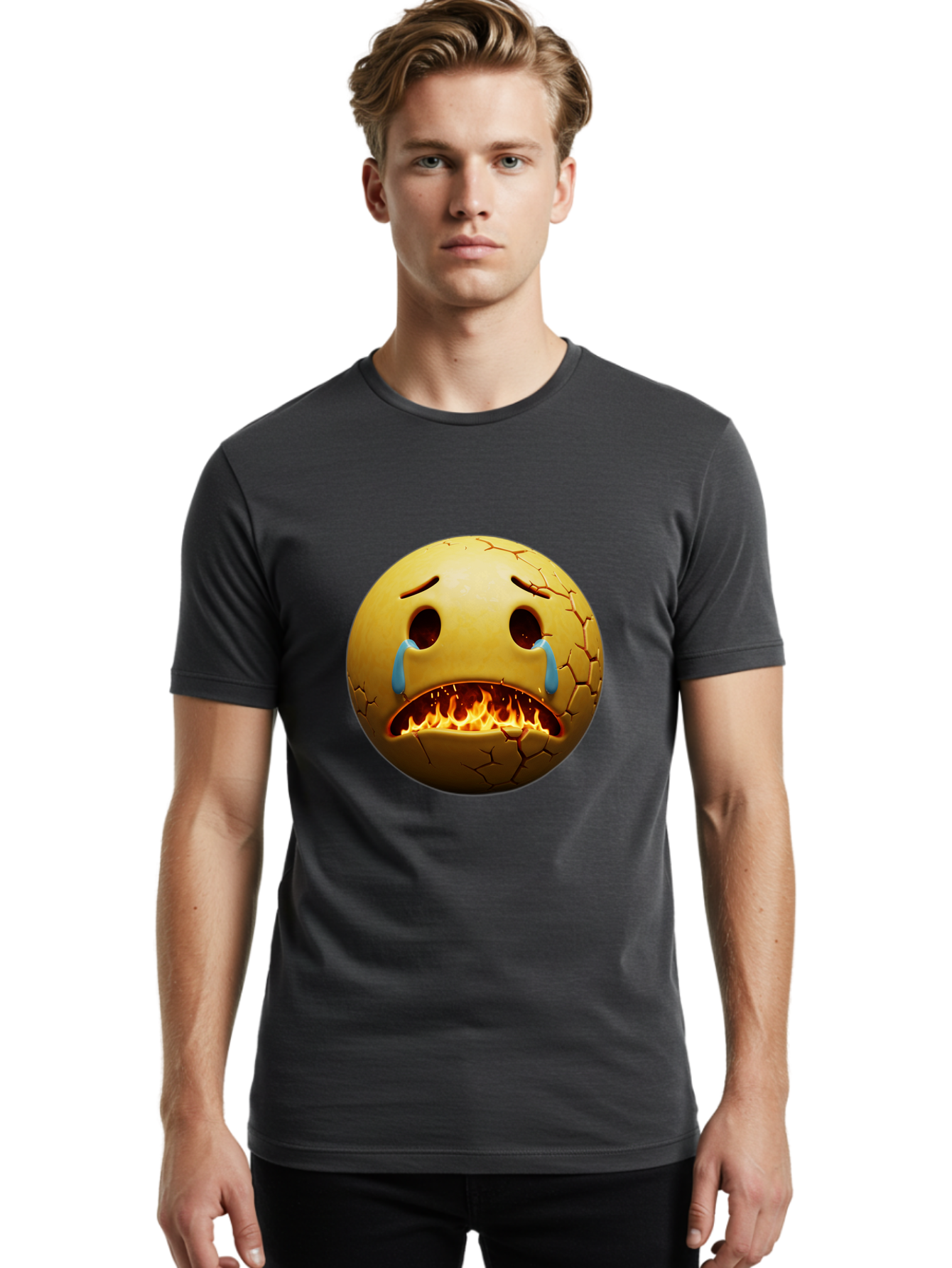 Crying-Flaming-Emoji Men'S Graphic Tee, 100% Cotton, Comfortable Casual Summer Wear, Machine Washable, Vintage Camera, Old Camera, Antique Camera, Black Camera, Classic Photography, Photography Equipment, Nostalgic Device, Film Camera, Bak359