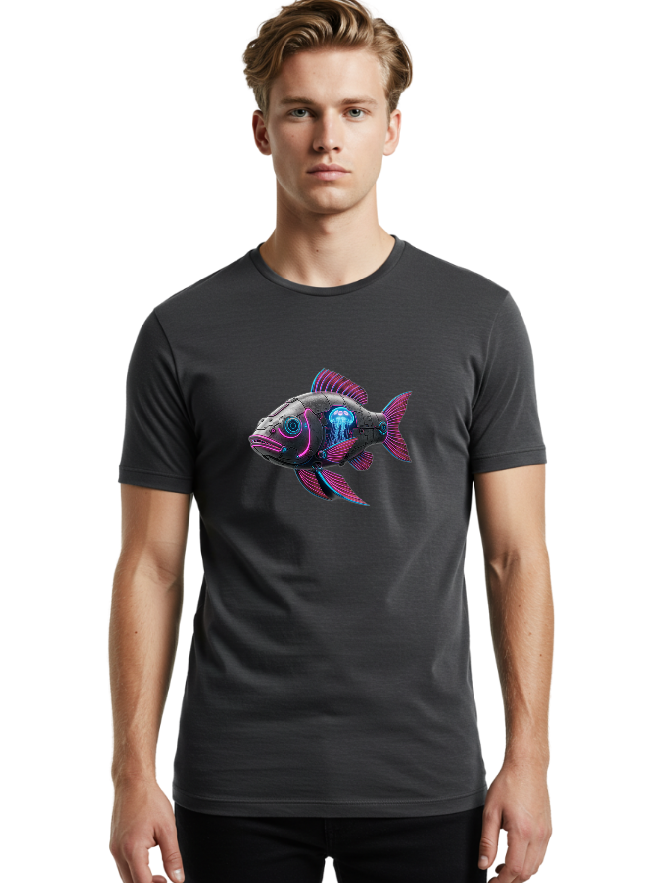 Cybernetic-Fish Men'S Graphic Tee, 100% Cotton, Comfortable Casual Summer Wear, Machine Washable, Vintage Camera, Old Camera, Antique Camera, Black Camera, Classic Photography, Photography Equipment, Nostalgic Device, Film Camera, Camera Art Bak389