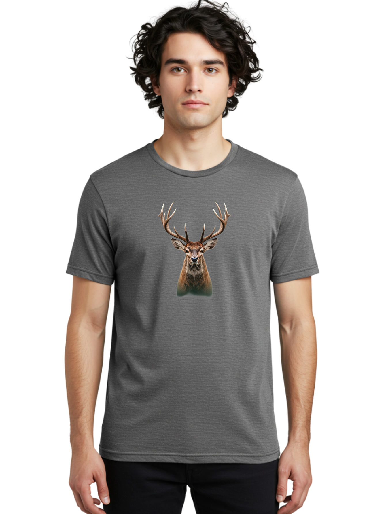 Deer-With-Large-Antlers Men'S Graphic Tee, 100% Cotton, Comfortable Casual Summer Wear, Machine Washable, Vintage Camera, Old Camera, Antique Camera, Black Camera, Classic Photography, Photography Equipment, Nostalgic Device, Film Camera, Bak403