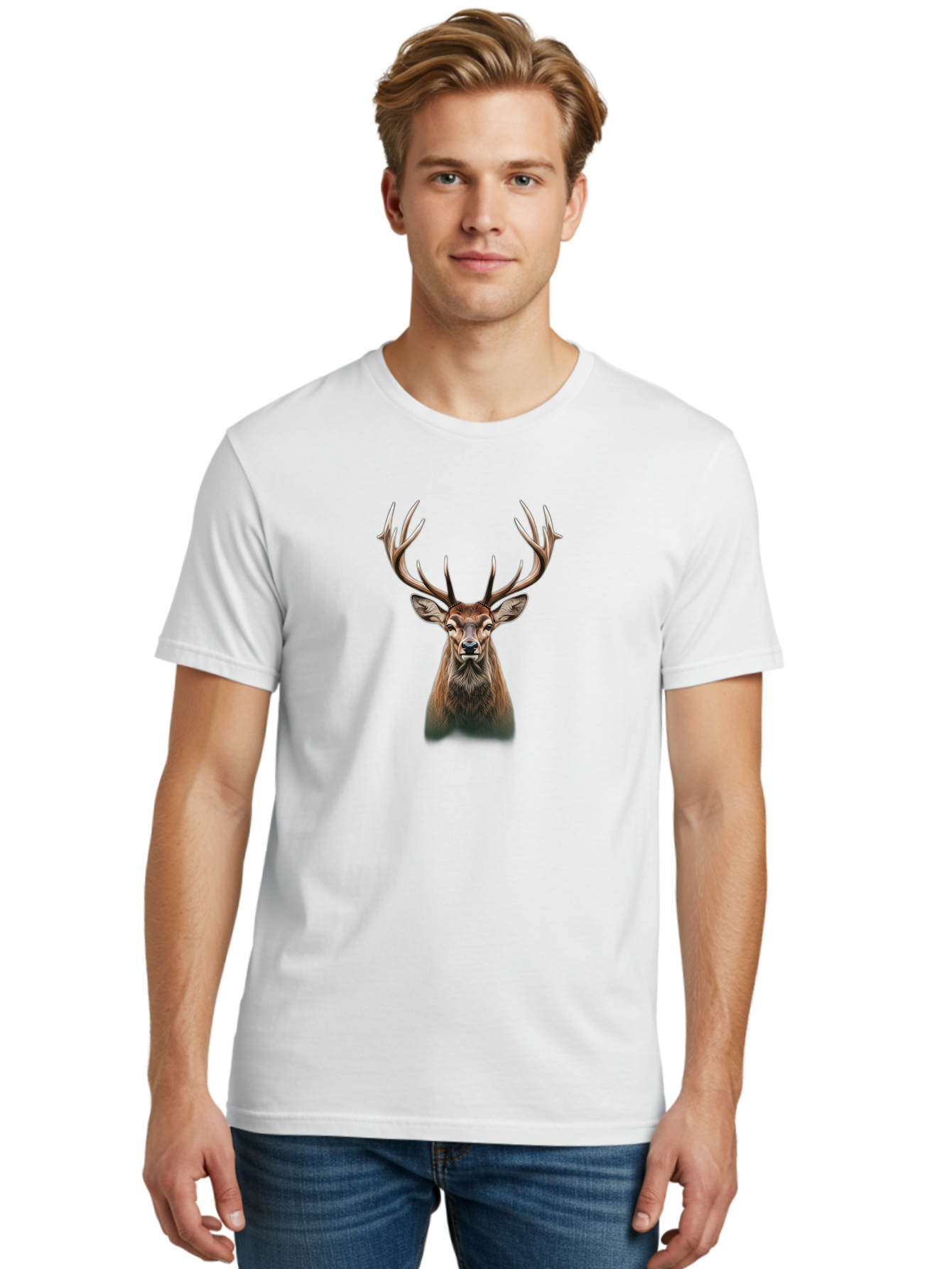 Deer-With-Large-Antlers Men'S Graphic Tee, 100% Cotton, Comfortable Casual Summer Wear, Machine Washable, Vintage Camera, Old Camera, Antique Camera, Black Camera, Classic Photography, Photography Equipment, Nostalgic Device, Film Camera, Bak403