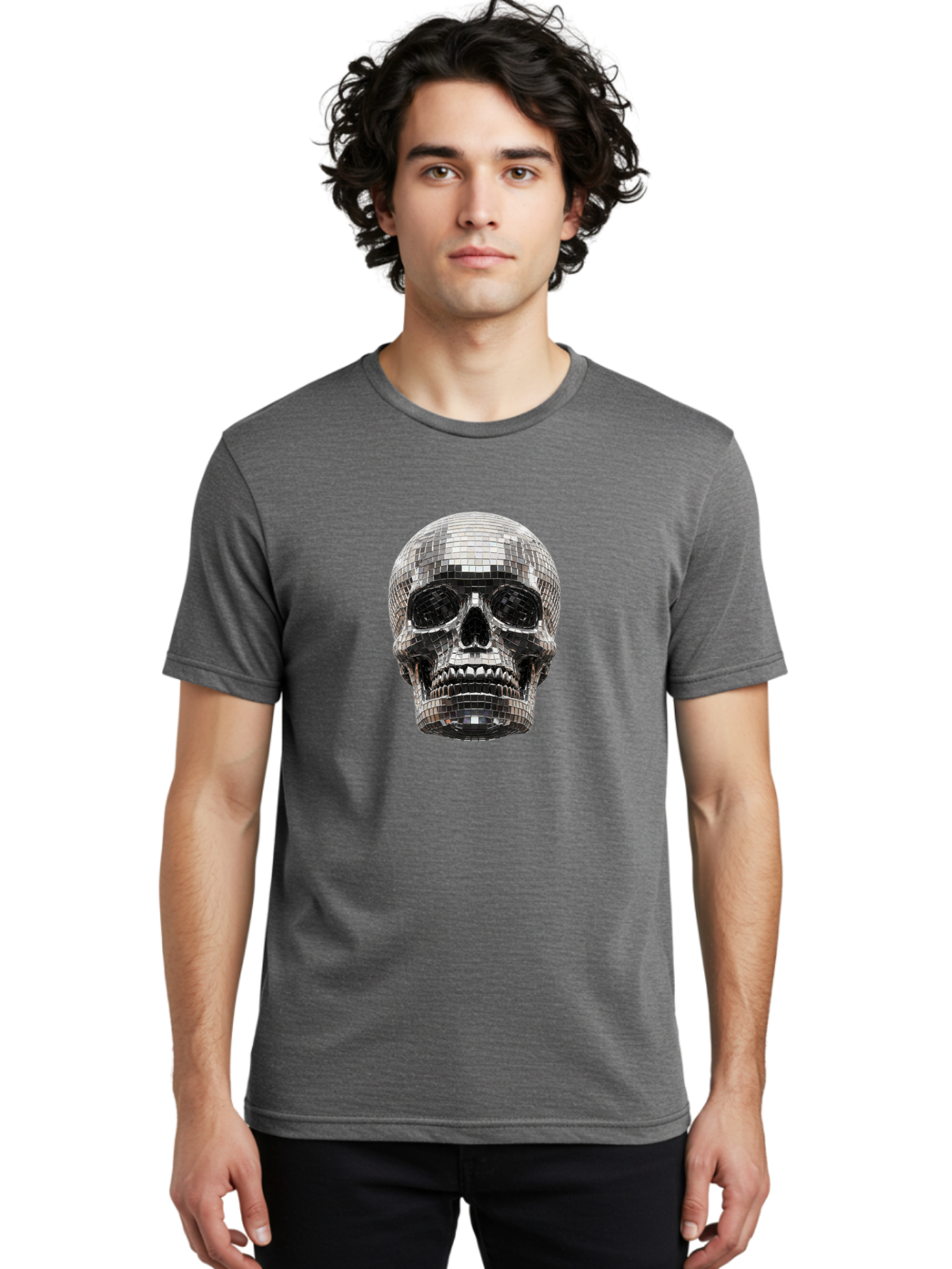 Disco-Ball-Skull Men'S Graphic Tee, 100% Cotton, Comfortable Casual Summer Wear, Machine Washable, Vintage Camera, Old Camera, Antique Camera, Black Camera, Classic Photography, Photography Equipment, Nostalgic Device, Film Camera, Camera Art Bak425