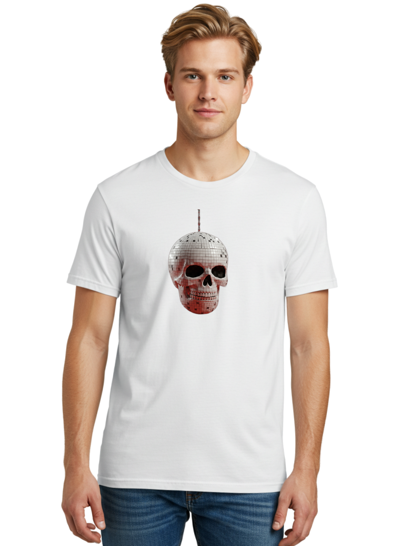 Disco-Skull-1 Men'S Graphic Tee, 100% Cotton, Comfortable Casual Summer Wear, Machine Washable, Vintage Camera, Old Camera, Antique Camera, Black Camera, Classic Photography, Photography Equipment, Nostalgic Device, Film Camera, Camera Art Bak426