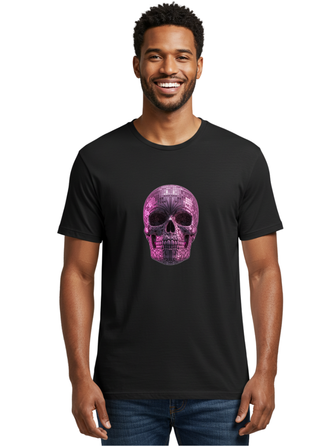 Disco-Skull-4 Men'S Graphic Tee, 100% Cotton, Comfortable Casual Summer Wear, Machine Washable, Vintage Camera, Old Camera, Antique Camera, Black Camera, Classic Photography, Photography Equipment, Nostalgic Device, Film Camera, Camera Art Bak429