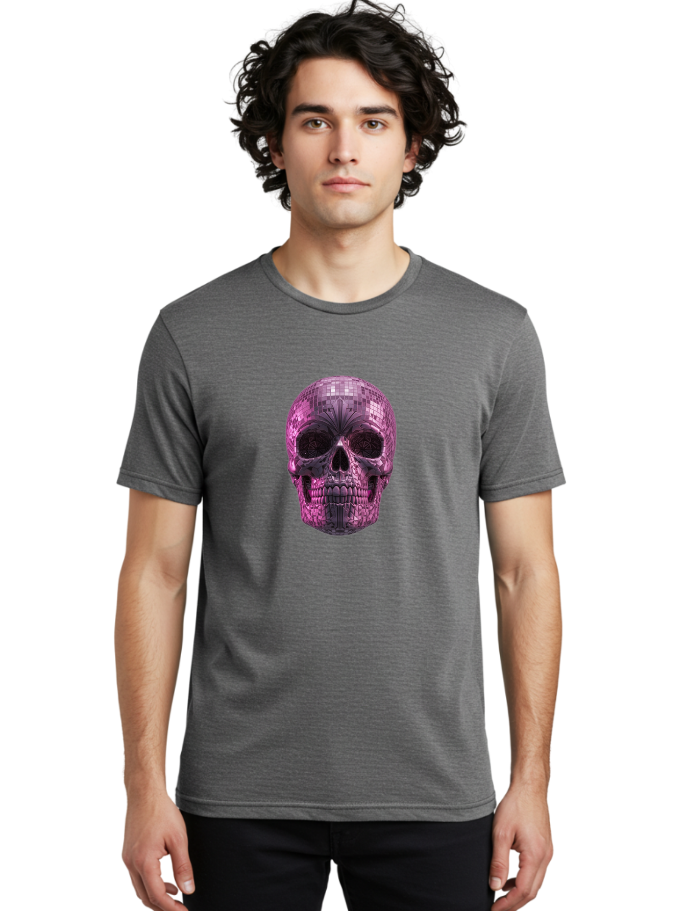 Disco-Skull-4 Men'S Graphic Tee, 100% Cotton, Comfortable Casual Summer Wear, Machine Washable, Vintage Camera, Old Camera, Antique Camera, Black Camera, Classic Photography, Photography Equipment, Nostalgic Device, Film Camera, Camera Art Bak429