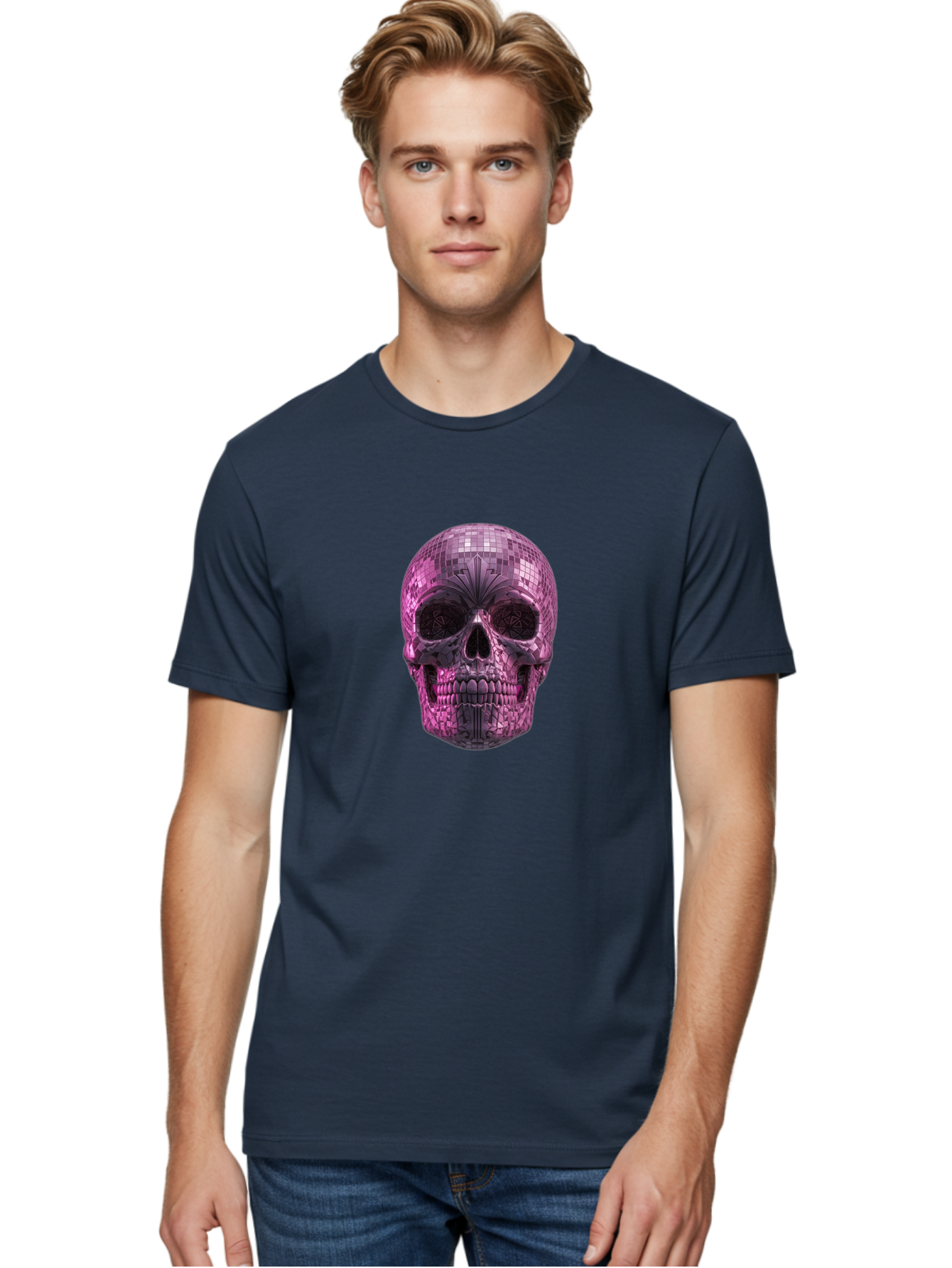 Disco-Skull-4 Men'S Graphic Tee, 100% Cotton, Comfortable Casual Summer Wear, Machine Washable, Vintage Camera, Old Camera, Antique Camera, Black Camera, Classic Photography, Photography Equipment, Nostalgic Device, Film Camera, Camera Art Bak429
