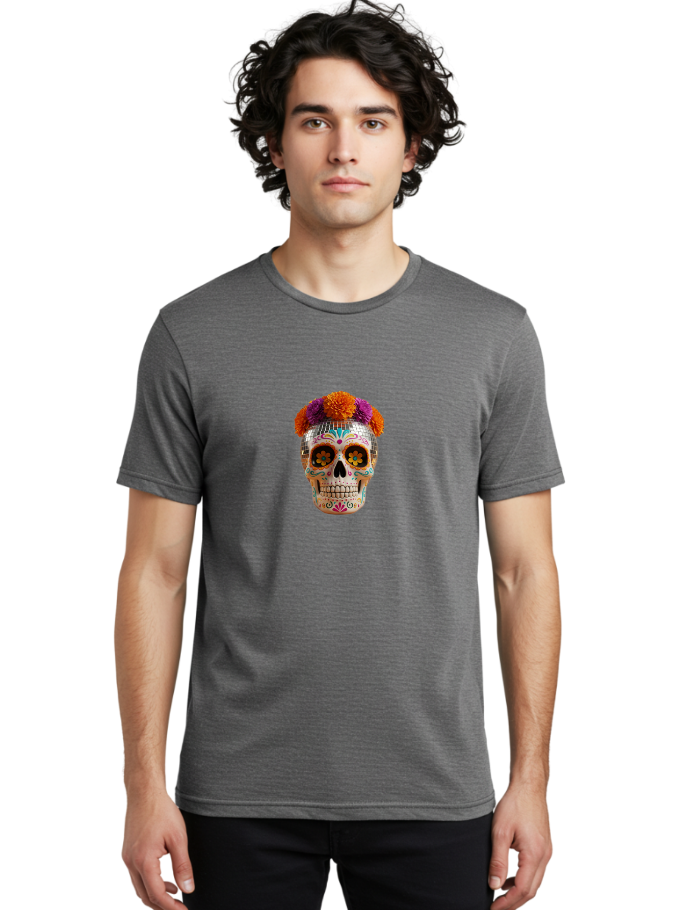 Disco-Sugar-Skull Men'S Graphic Tee, 100% Cotton, Comfortable Casual Summer Wear, Machine Washable, Vintage Camera, Old Camera, Antique Camera, Black Camera, Classic Photography, Photography Equipment, Nostalgic Device, Film Camera, Camera Art Bak431