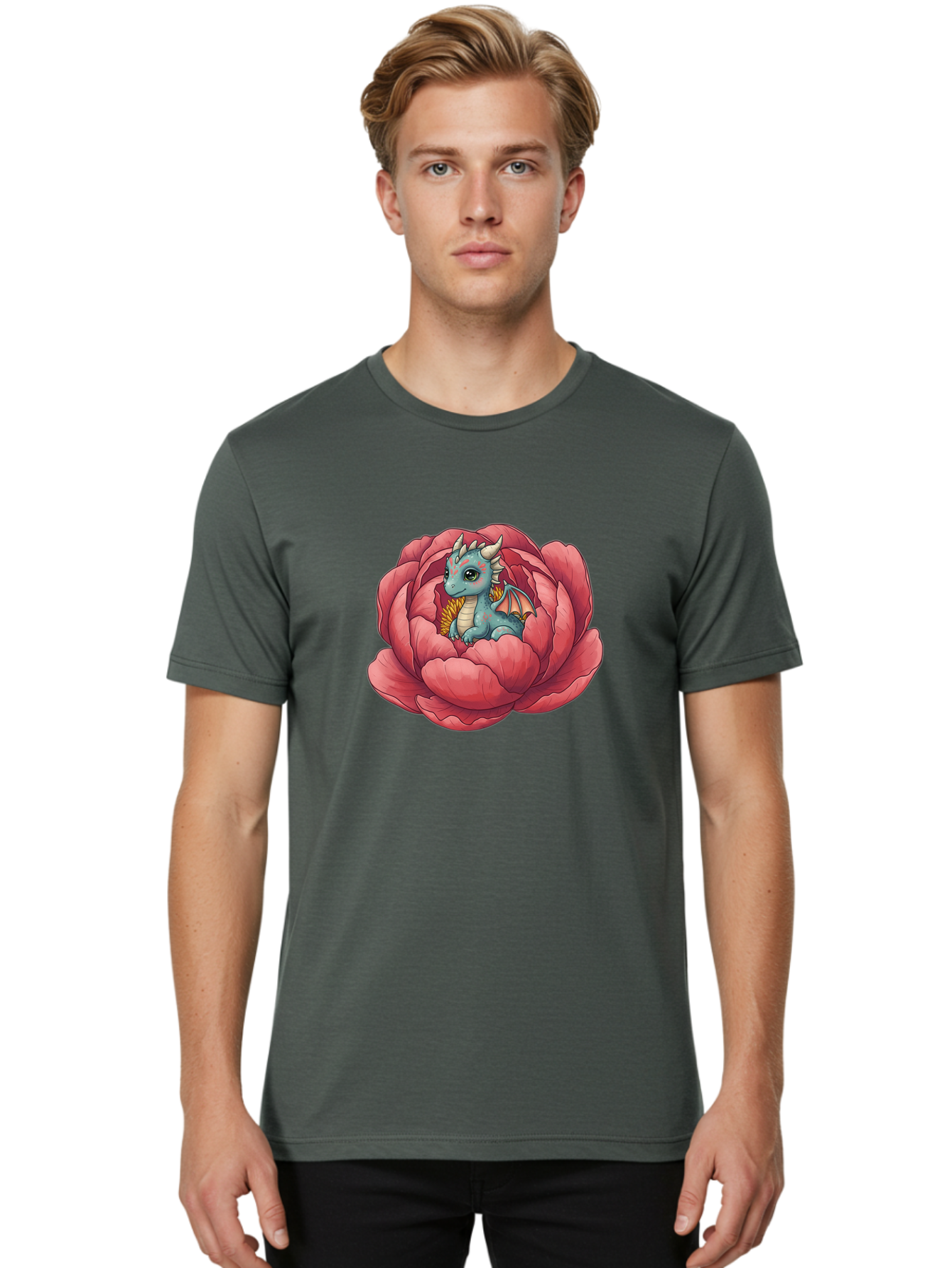 Dragon-In-Flower-2 Men'S Graphic Tee, 100% Cotton, Comfortable Casual Summer Wear, Machine Washable, Vintage Camera, Old Camera, Antique Camera, Black Camera, Classic Photography, Photography Equipment, Nostalgic Device, Film Camera, Bak454