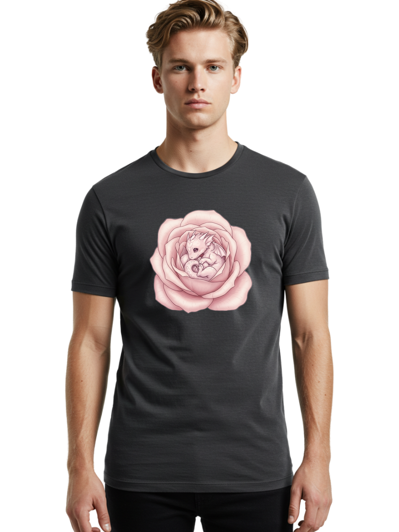 Dragon-In-Rose-5 Men'S Graphic Tee, 100% Cotton, Comfortable Casual Summer Wear, Machine Washable, Vintage Camera, Old Camera, Antique Camera, Black Camera, Classic Photography, Photography Equipment, Nostalgic Device, Film Camera, Camera Art Bak468
