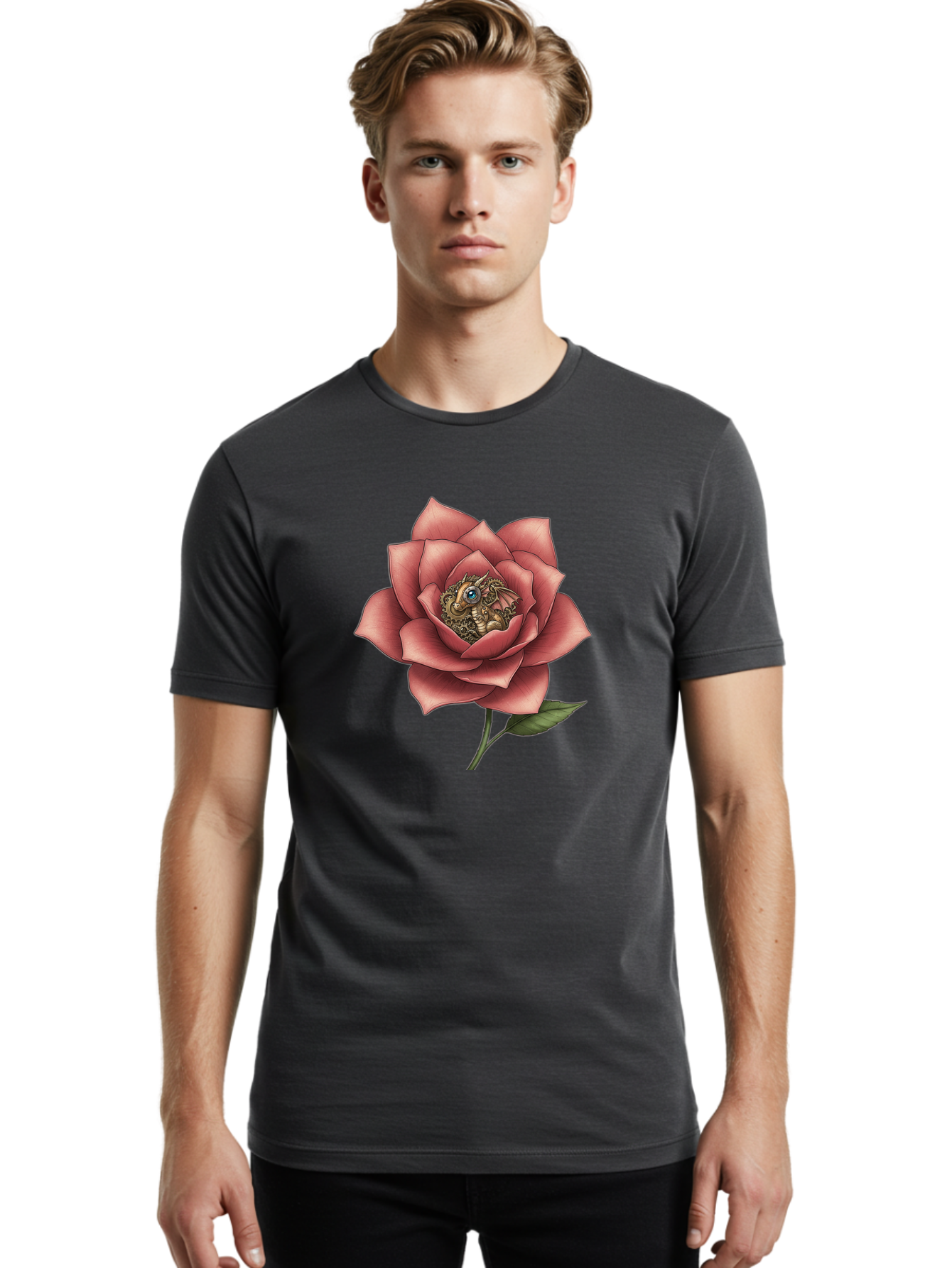 Dragon-In-Rose Men'S Graphic Tee, 100% Cotton, Comfortable Casual Summer Wear, Machine Washable, Vintage Camera, Old Camera, Antique Camera, Black Camera, Classic Photography, Photography Equipment, Nostalgic Device, Film Camera, Camera Art Bak472