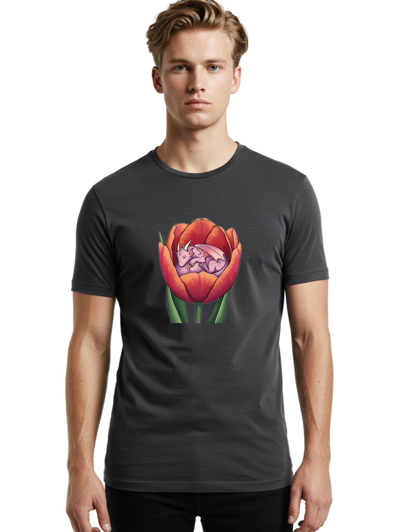 Dragon-In-Tulip-1 Men'S Graphic Tee, 100% Cotton, Comfortable Casual Summer Wear, Machine Washable, Vintage Camera, Old Camera, Antique Camera, Black Camera, Classic Photography, Photography Equipment, Nostalgic Device, Film Camera, Camera Art Bak473
