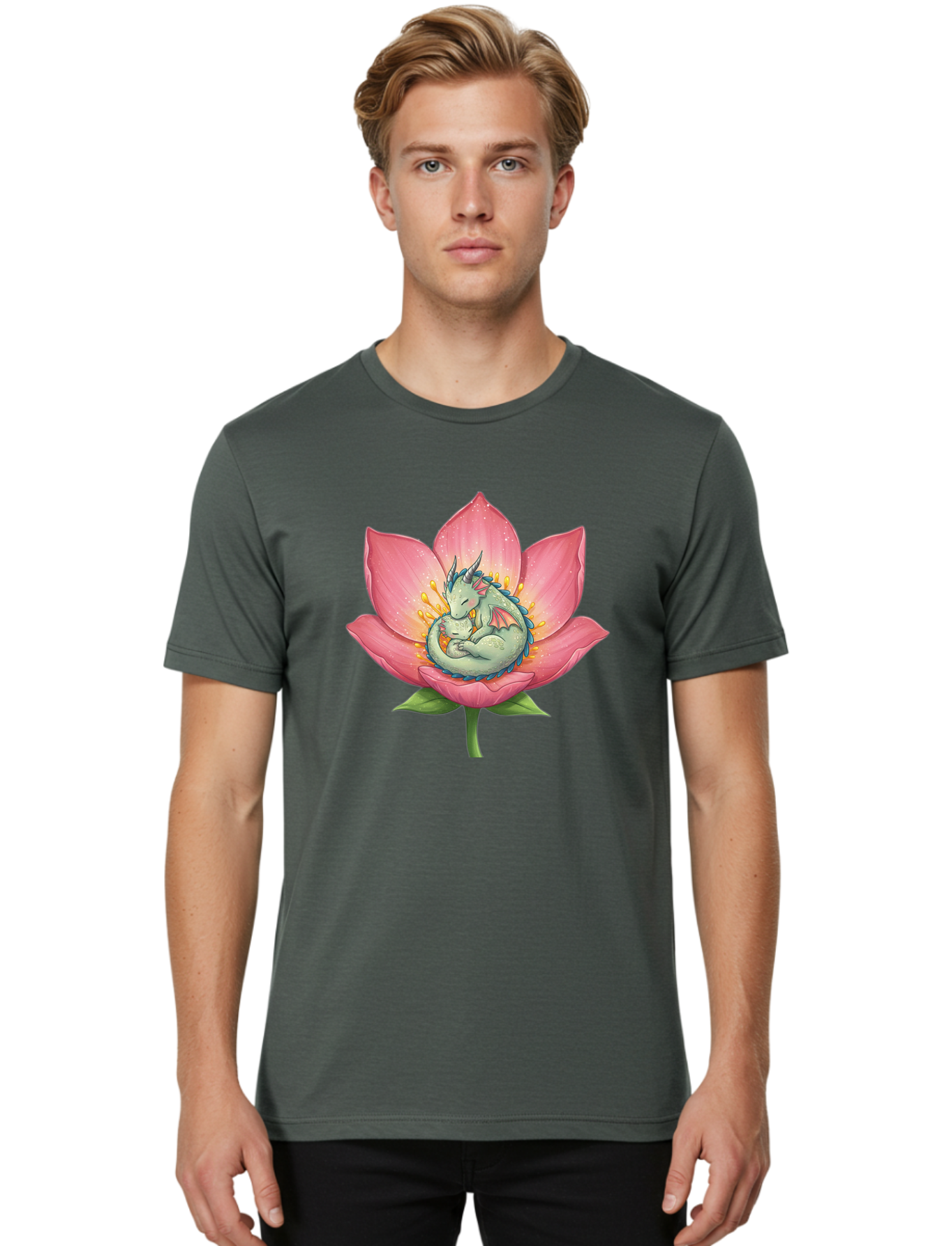 Dragon-Sleeping-On-Pink-Lotus-Flower Men'S Graphic Tee, 100% Cotton, Comfortable Casual Summer Wear, Machine Washable, Vintage Camera, Old Camera, Antique Camera, Black Camera, Classic Photography, Photography Equipment, Nostalgic Device, Bak490