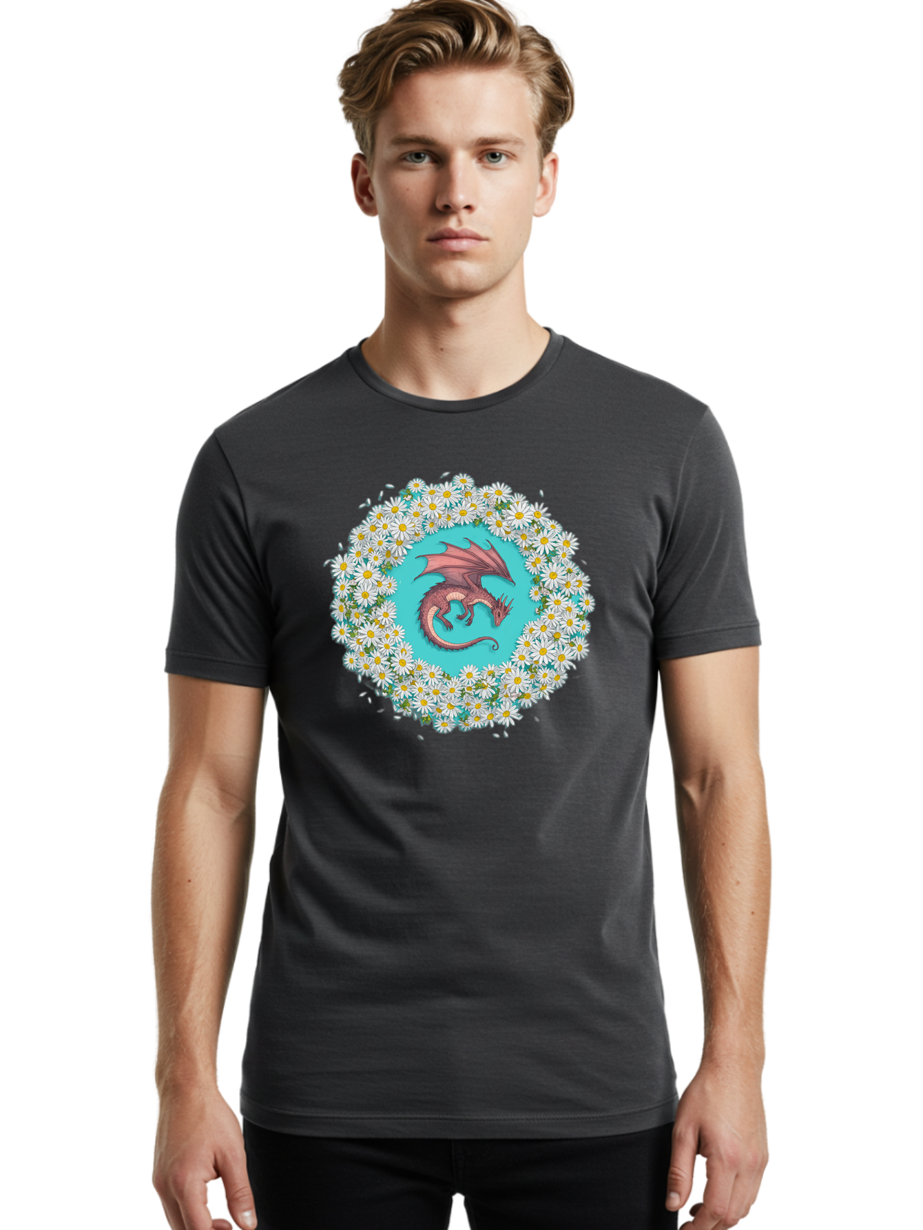 Dragon-Surrounded-By-Daisies Men'S Graphic Tee, 100% Cotton, Comfortable Casual Summer Wear, Machine Washable, Vintage Camera, Old Camera, Antique Camera, Black Camera, Classic Photography, Photography Equipment, Nostalgic Device, Film Camera, Bak492