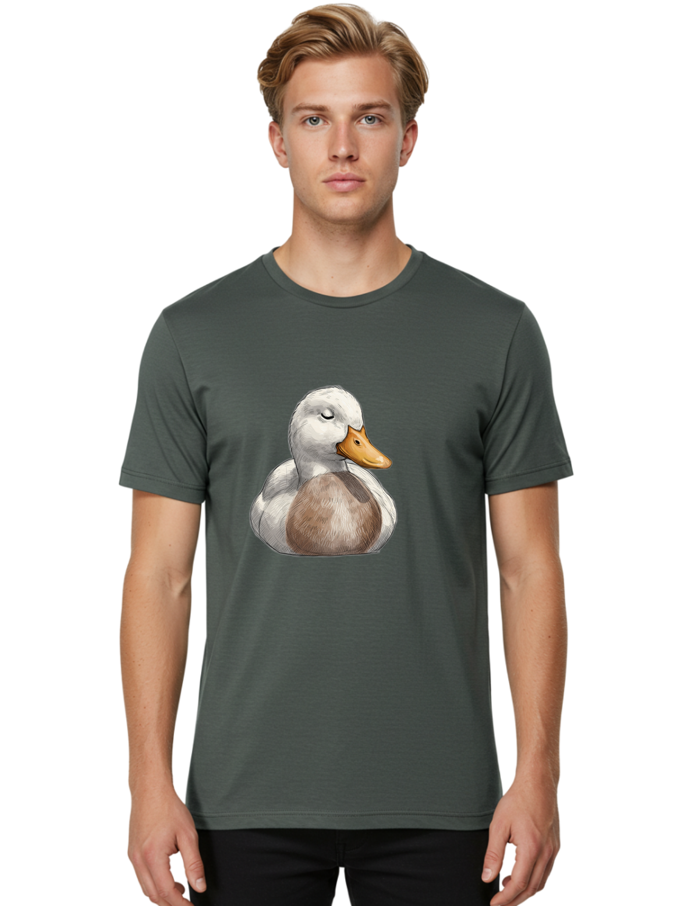 Duck Men'S Graphic Tee, 100% Cotton, Comfortable Casual Summer Wear, Machine Washable, Vintage Camera, Old Camera, Antique Camera, Black Camera, Classic Photography, Photography Equipment, Nostalgic Device, Film Camera, Camera Art Bak504