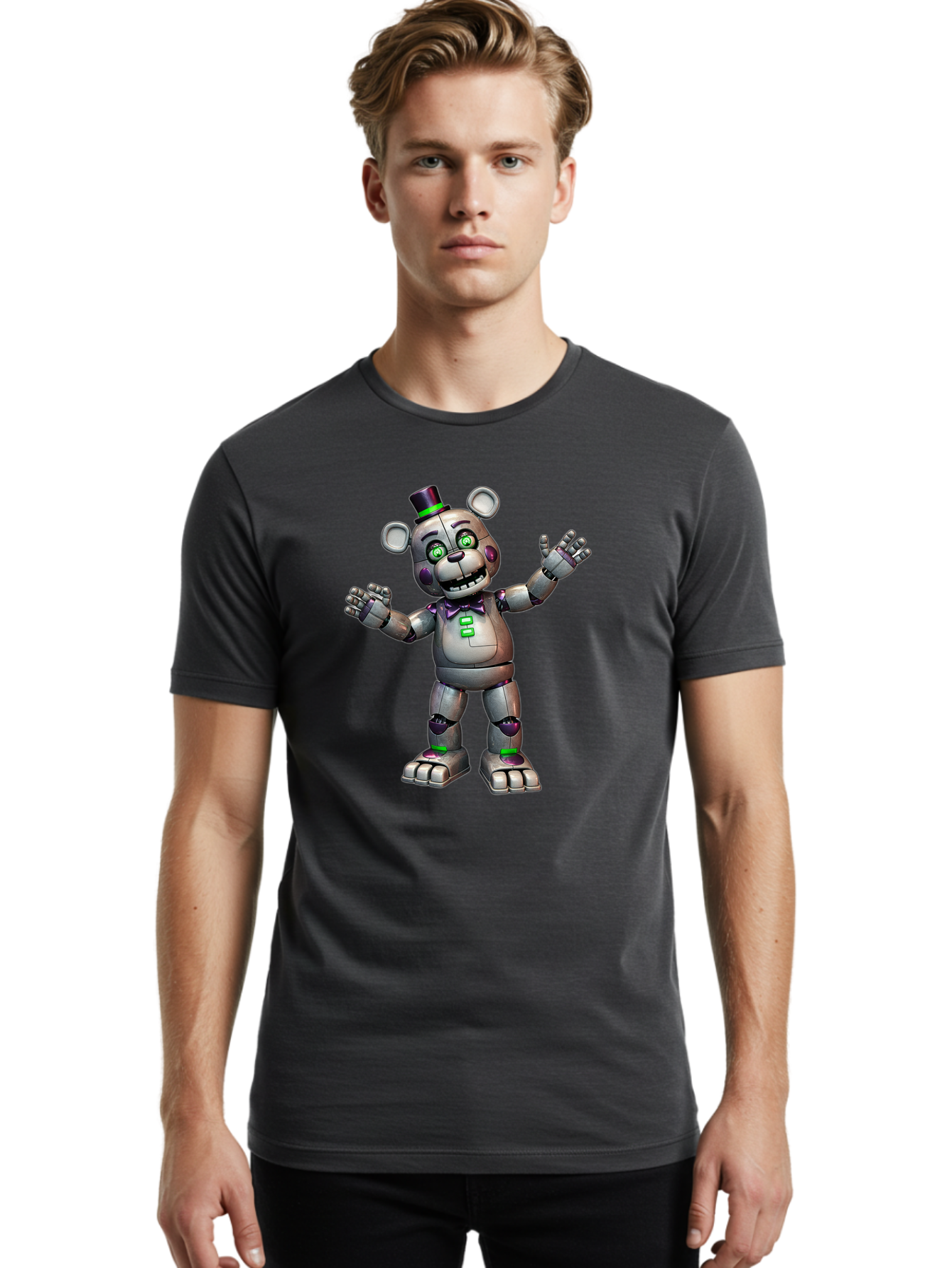 Endoskeleton-Freddy Men'S Graphic Tee, 100% Cotton, Comfortable Casual Summer Wear, Machine Washable, Vintage Camera, Old Camera, Antique Camera, Black Camera, Classic Photography, Photography Equipment, Nostalgic Device, Film Camera, Bak530