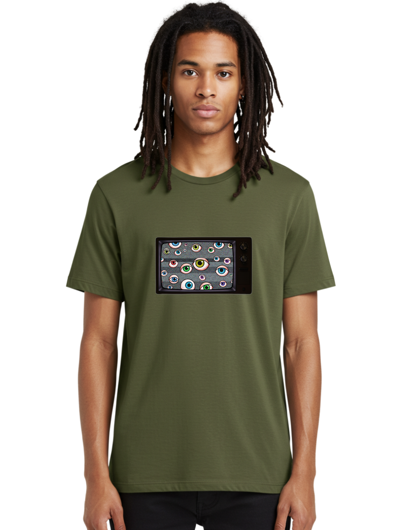 Eyes-On-Phone-Screen Men'S Graphic Tee, 100% Cotton, Comfortable Casual Summer Wear, Machine Washable, Vintage Camera, Old Camera, Antique Camera, Black Camera, Classic Photography, Photography Equipment, Nostalgic Device, Film Camera, Bak534