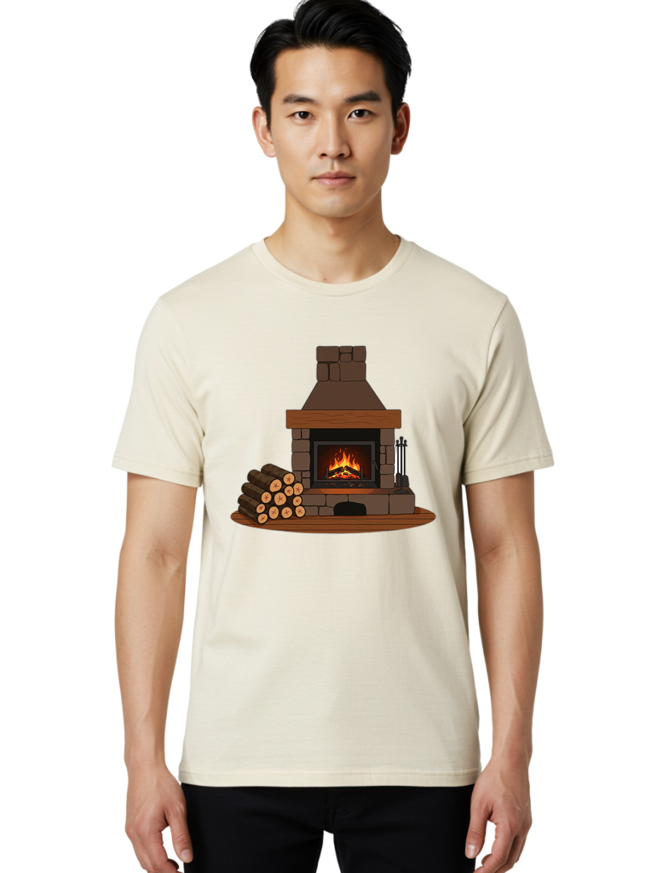 Fireplace-With-Fire Men'S Graphic Tee, 100% Cotton, Comfortable Casual Summer Wear, Machine Washable, Vintage Camera, Old Camera, Antique Camera, Black Camera, Classic Photography, Photography Equipment, Nostalgic Device, Film Camera, Bak548