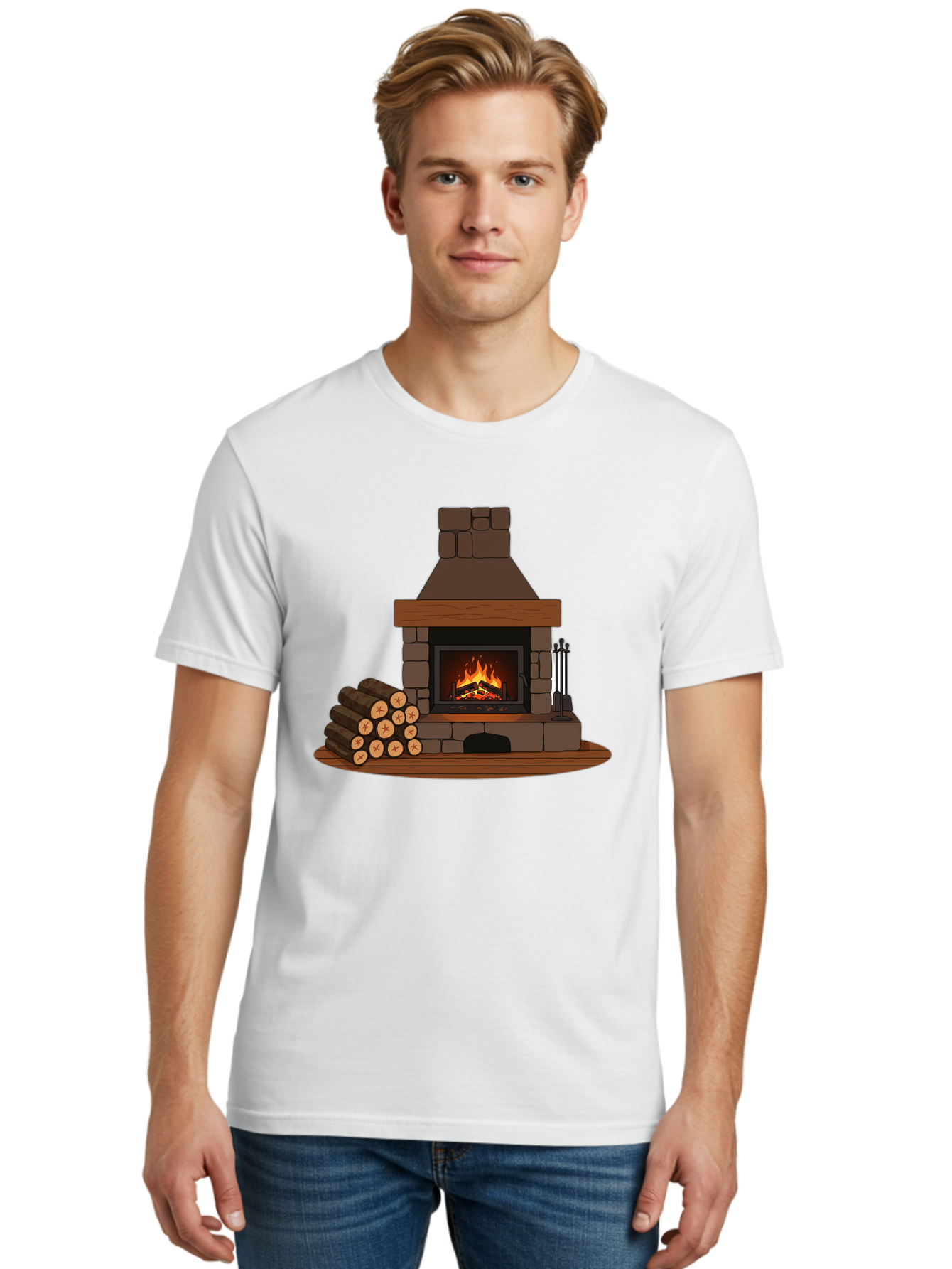 Fireplace-With-Fire Men'S Graphic Tee, 100% Cotton, Comfortable Casual Summer Wear, Machine Washable, Vintage Camera, Old Camera, Antique Camera, Black Camera, Classic Photography, Photography Equipment, Nostalgic Device, Film Camera, Bak548