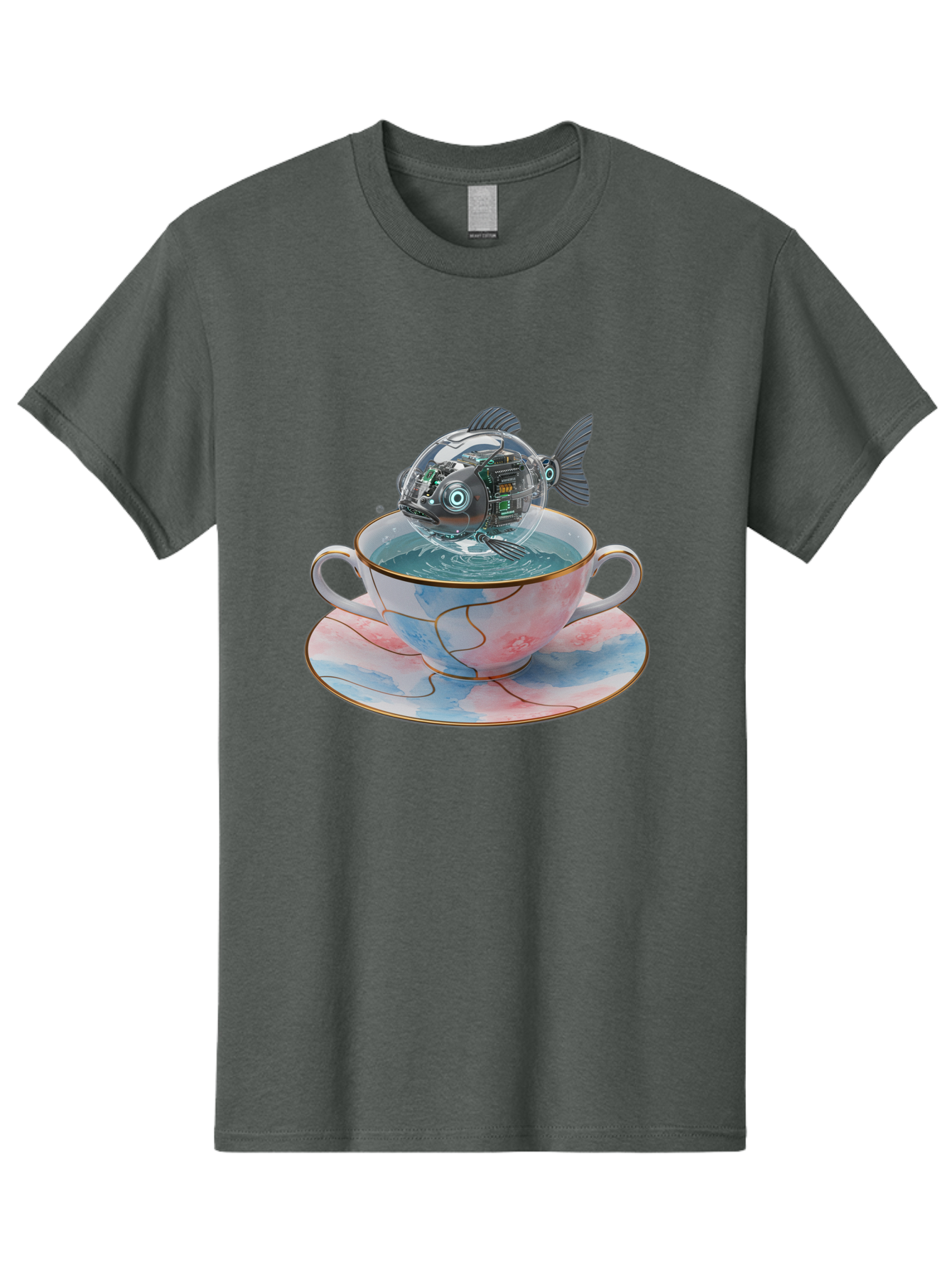 Fish-In-Teacup-1 Men'S Graphic Tee, 100% Cotton, Comfortable Casual Summer Wear, Machine Washable, Vintage Camera, Old Camera, Antique Camera, Black Camera, Classic Photography, Photography Equipment, Nostalgic Device, Film Camera, Camera Art Bak554
