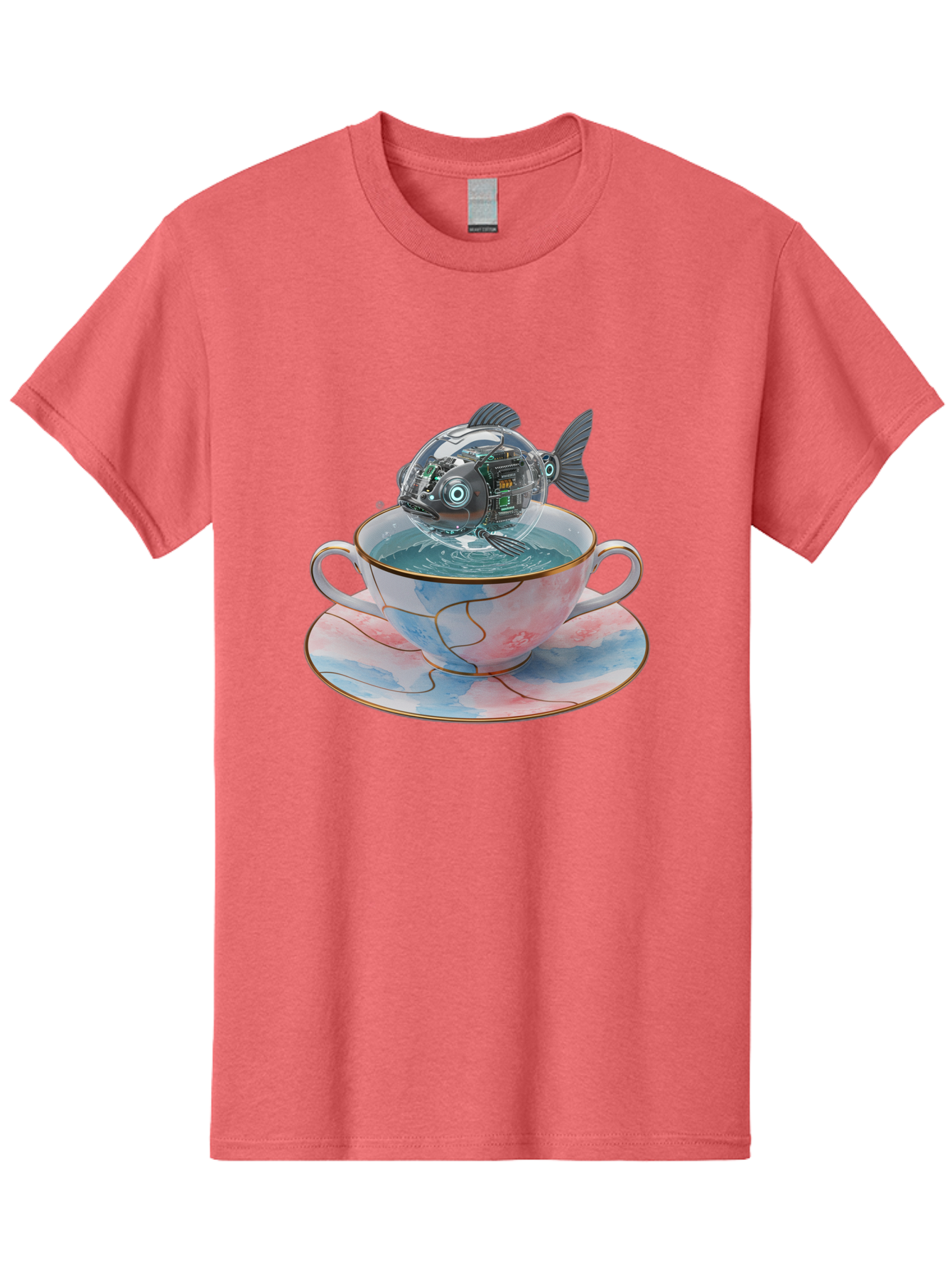 Fish-In-Teacup-1 Men'S Graphic Tee, 100% Cotton, Comfortable Casual Summer Wear, Machine Washable, Vintage Camera, Old Camera, Antique Camera, Black Camera, Classic Photography, Photography Equipment, Nostalgic Device, Film Camera, Camera Art Bak554