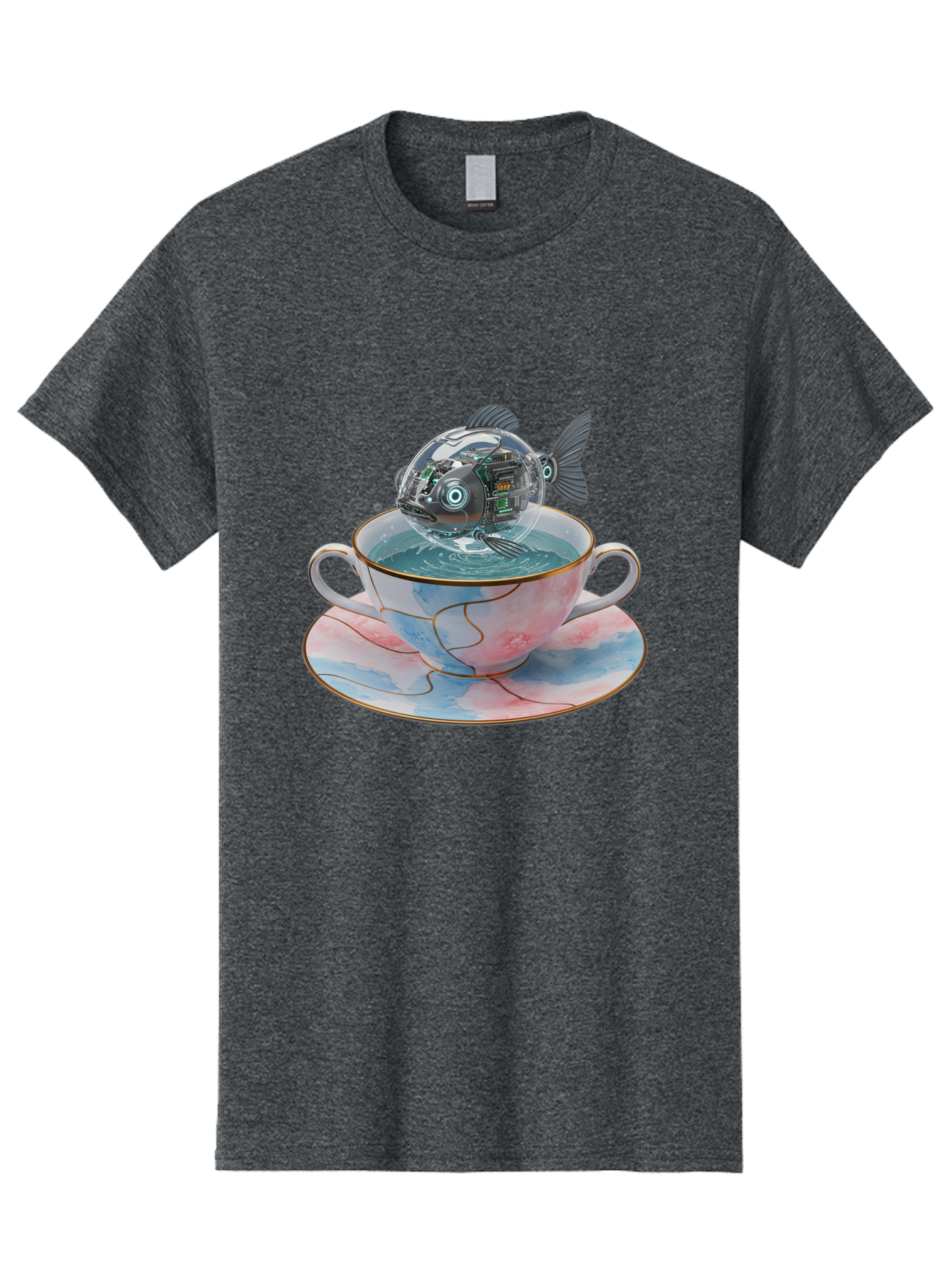 Fish-In-Teacup-1 Men'S Graphic Tee, 100% Cotton, Comfortable Casual Summer Wear, Machine Washable, Vintage Camera, Old Camera, Antique Camera, Black Camera, Classic Photography, Photography Equipment, Nostalgic Device, Film Camera, Camera Art Bak554
