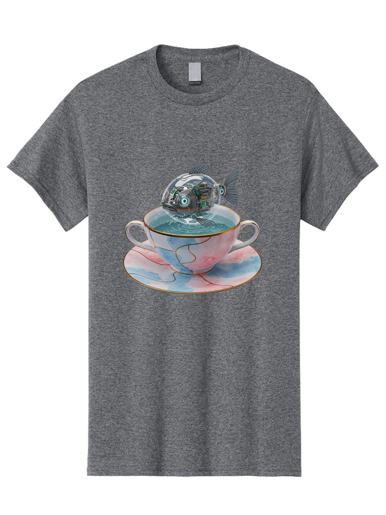 Fish-In-Teacup-1 Men'S Graphic Tee, 100% Cotton, Comfortable Casual Summer Wear, Machine Washable, Vintage Camera, Old Camera, Antique Camera, Black Camera, Classic Photography, Photography Equipment, Nostalgic Device, Film Camera, Camera Art Bak554