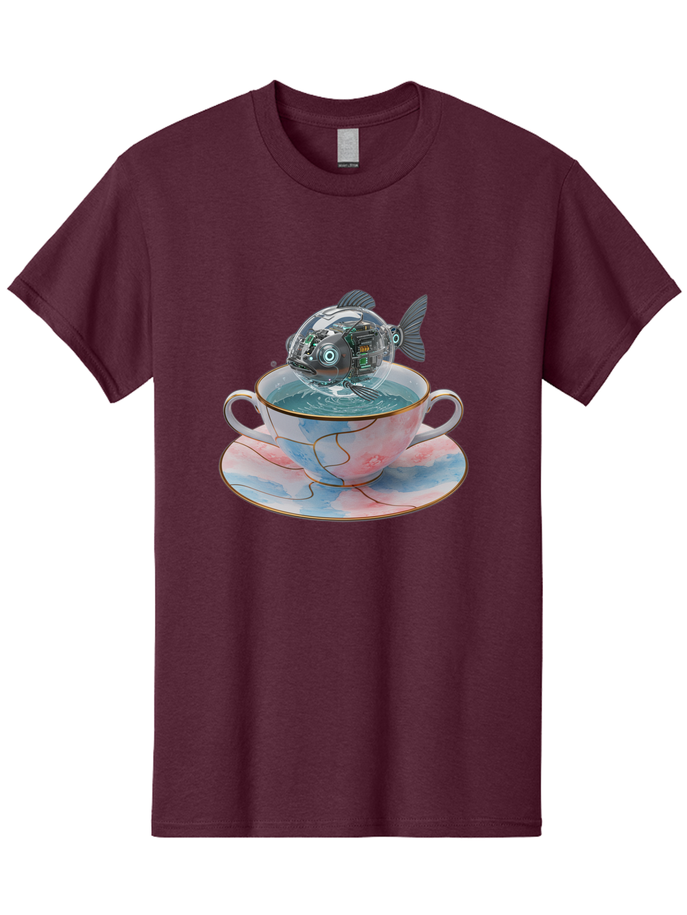 Fish-In-Teacup-1 Men'S Graphic Tee, 100% Cotton, Comfortable Casual Summer Wear, Machine Washable, Vintage Camera, Old Camera, Antique Camera, Black Camera, Classic Photography, Photography Equipment, Nostalgic Device, Film Camera, Camera Art Bak554