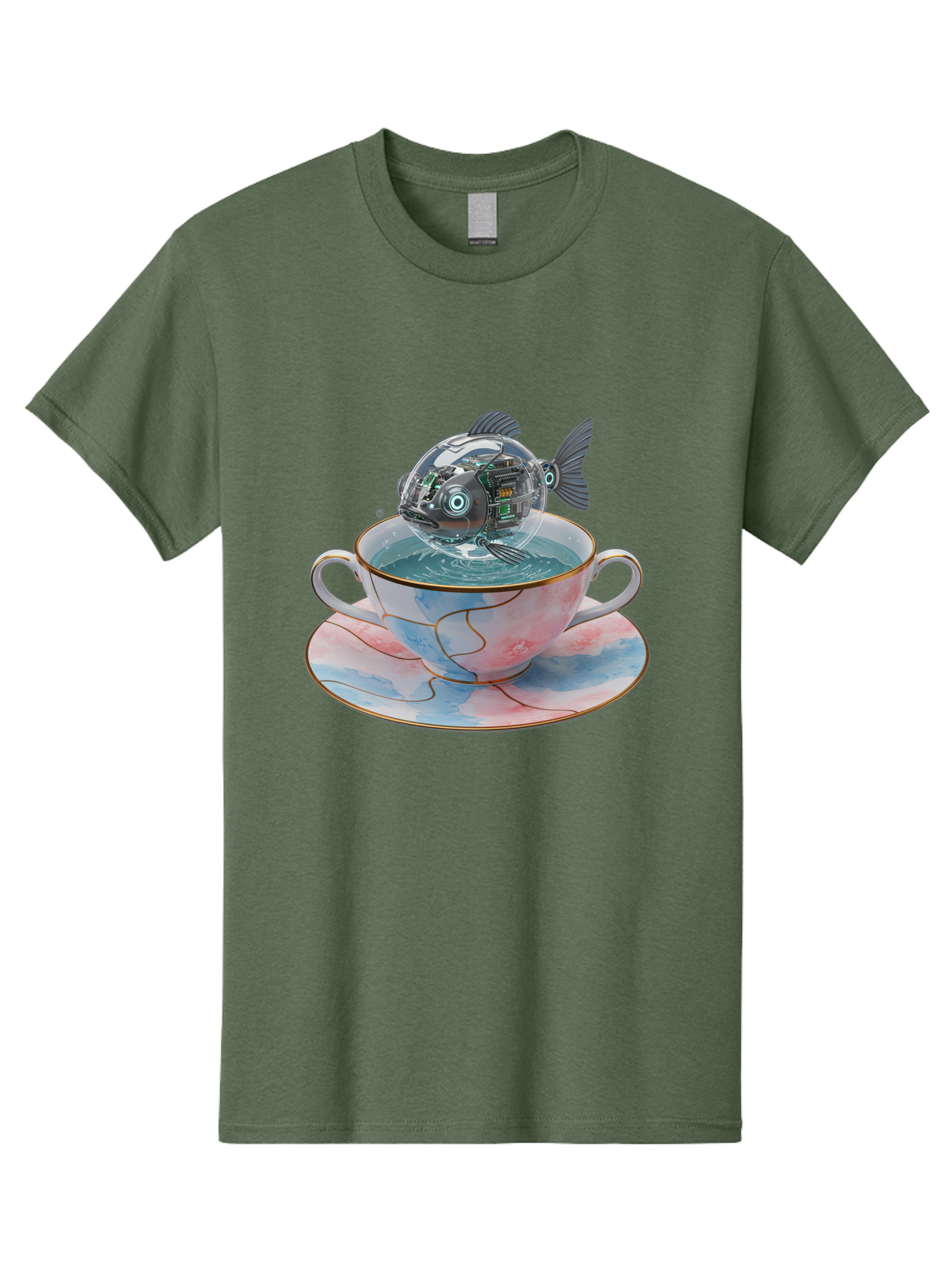 Fish-In-Teacup-1 Men'S Graphic Tee, 100% Cotton, Comfortable Casual Summer Wear, Machine Washable, Vintage Camera, Old Camera, Antique Camera, Black Camera, Classic Photography, Photography Equipment, Nostalgic Device, Film Camera, Camera Art Bak554