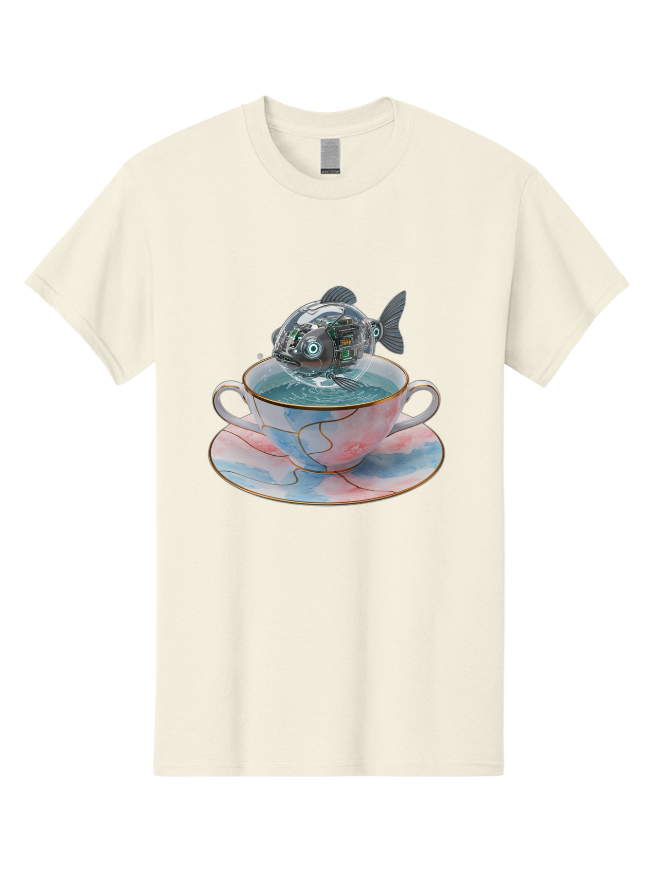 Fish-In-Teacup-1 Men'S Graphic Tee, 100% Cotton, Comfortable Casual Summer Wear, Machine Washable, Vintage Camera, Old Camera, Antique Camera, Black Camera, Classic Photography, Photography Equipment, Nostalgic Device, Film Camera, Camera Art Bak554