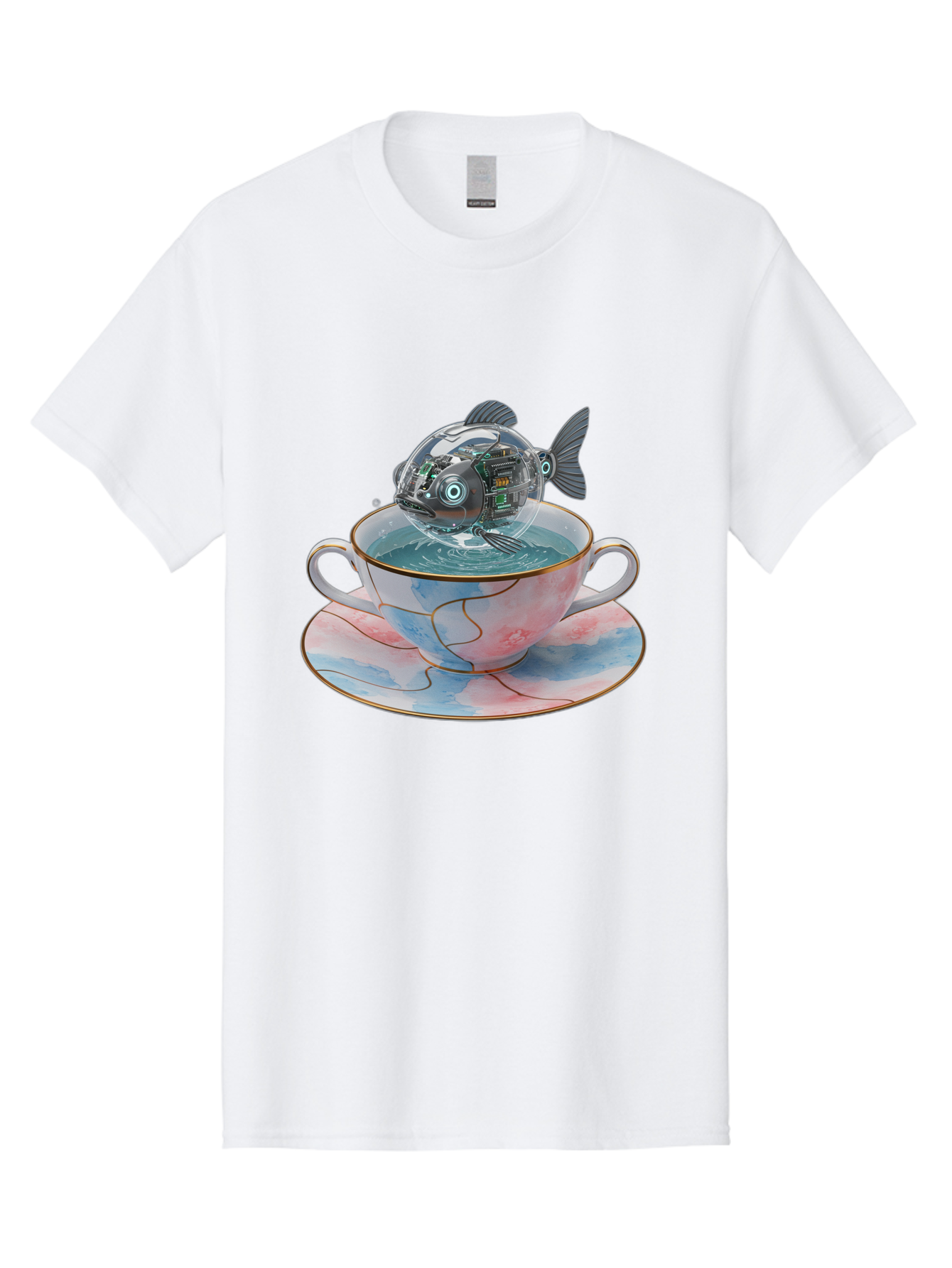 Fish-In-Teacup-1 Men'S Graphic Tee, 100% Cotton, Comfortable Casual Summer Wear, Machine Washable, Vintage Camera, Old Camera, Antique Camera, Black Camera, Classic Photography, Photography Equipment, Nostalgic Device, Film Camera, Camera Art Bak554