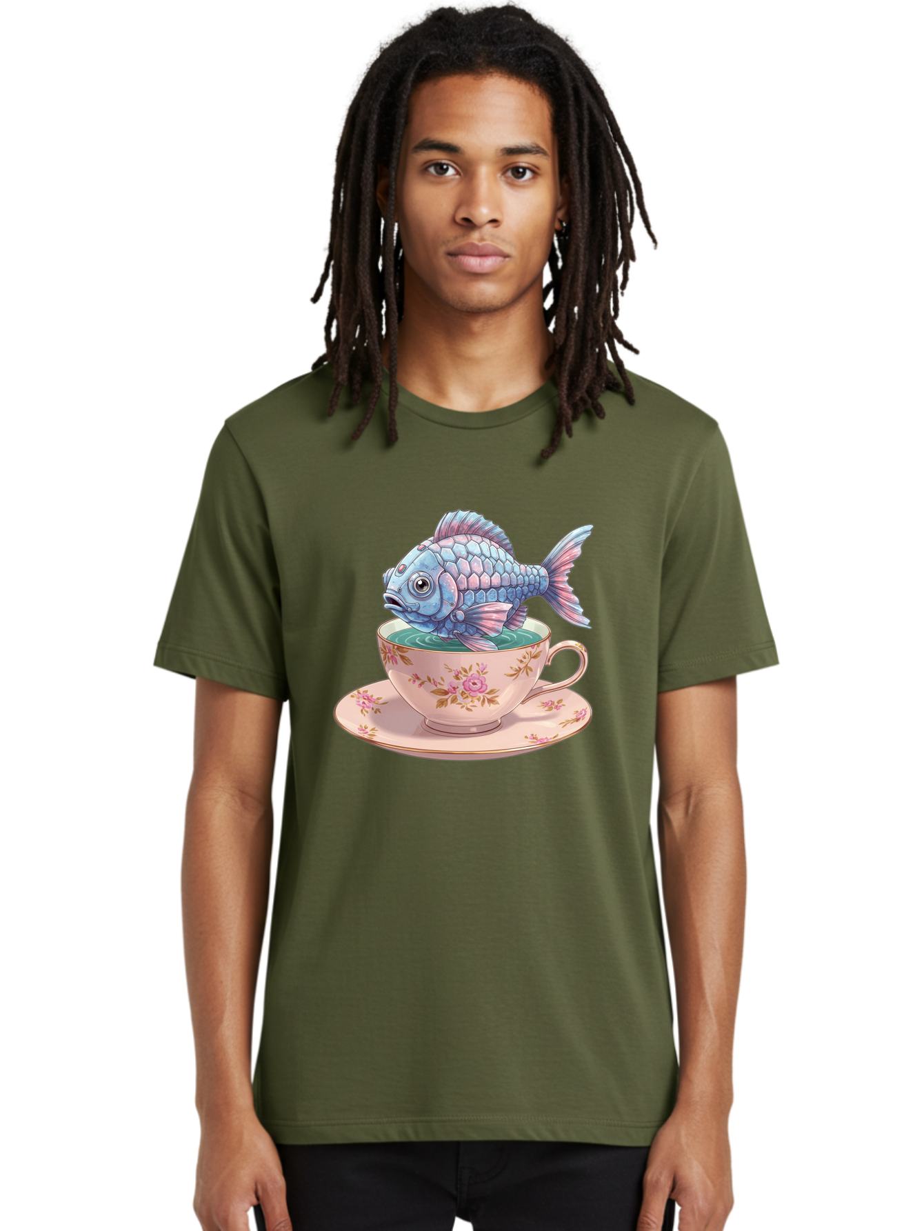 Fish-In-Teacup-2 Men'S Graphic Tee, 100% Cotton, Comfortable Casual Summer Wear, Machine Washable, Vintage Camera, Old Camera, Antique Camera, Black Camera, Classic Photography, Photography Equipment, Nostalgic Device, Film Camera, Camera Art Bak555