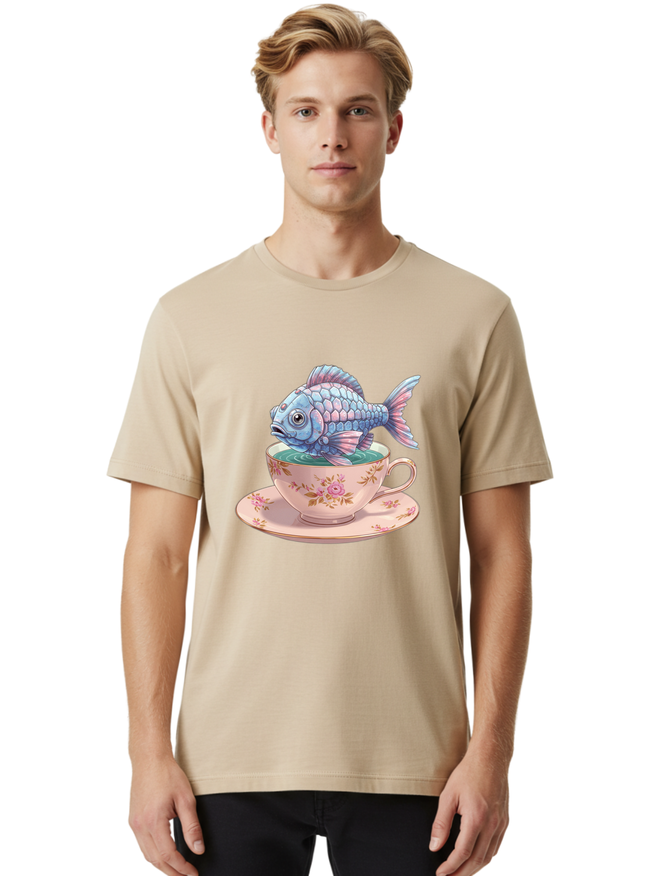 Fish-In-Teacup-2 Men'S Graphic Tee, 100% Cotton, Comfortable Casual Summer Wear, Machine Washable, Vintage Camera, Old Camera, Antique Camera, Black Camera, Classic Photography, Photography Equipment, Nostalgic Device, Film Camera, Camera Art Bak555