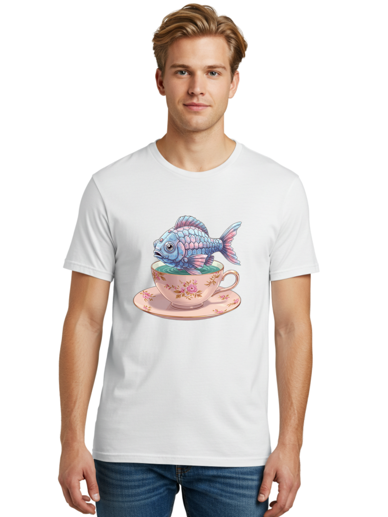 Fish-In-Teacup-2 Men'S Graphic Tee, 100% Cotton, Comfortable Casual Summer Wear, Machine Washable, Vintage Camera, Old Camera, Antique Camera, Black Camera, Classic Photography, Photography Equipment, Nostalgic Device, Film Camera, Camera Art Bak555