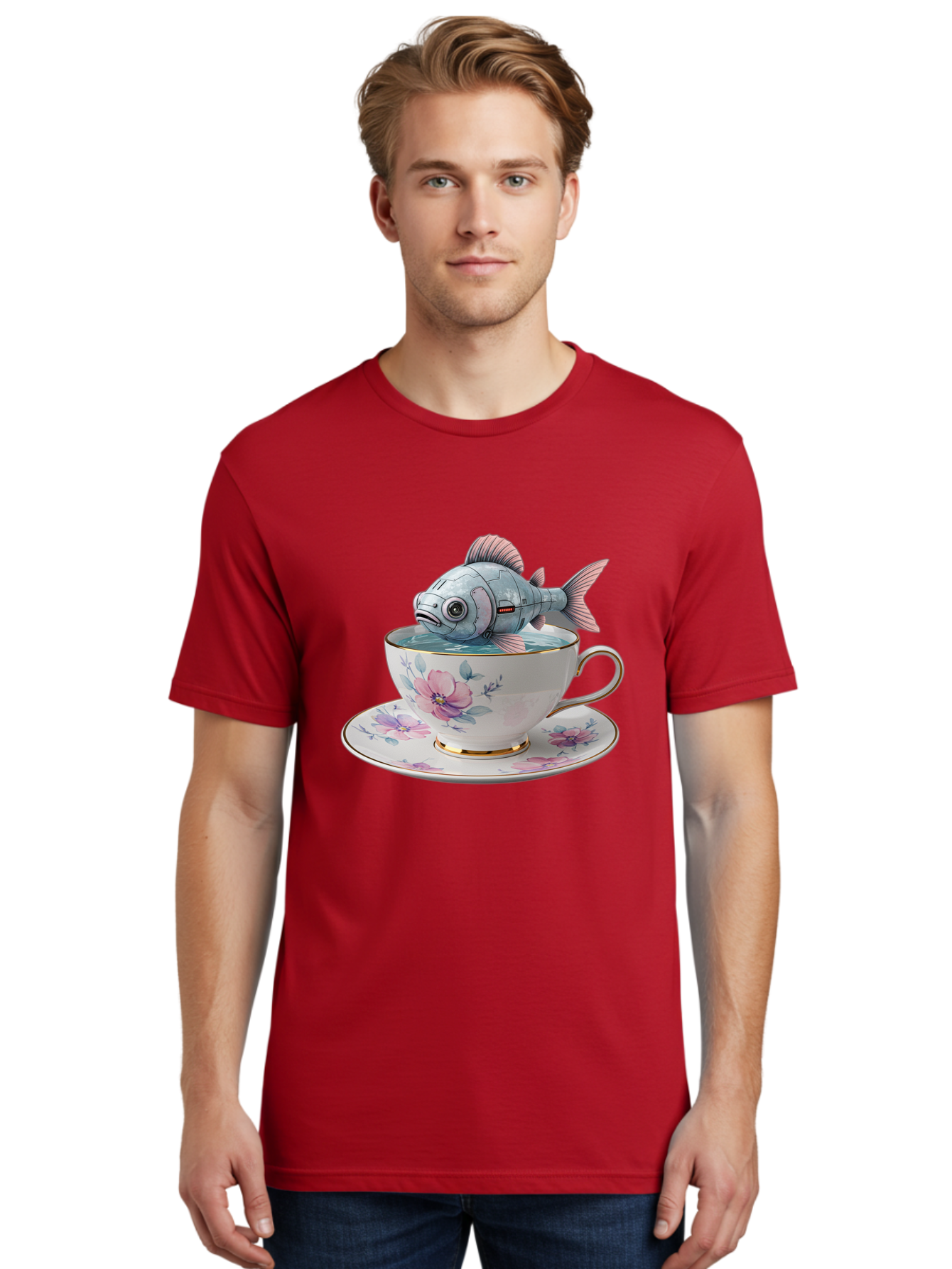 Fish-In-Teacup-3 Men'S Graphic Tee, 100% Cotton, Comfortable Casual Summer Wear, Machine Washable, Vintage Camera, Old Camera, Antique Camera, Black Camera, Classic Photography, Photography Equipment, Nostalgic Device, Film Camera, Camera Art Bak556
