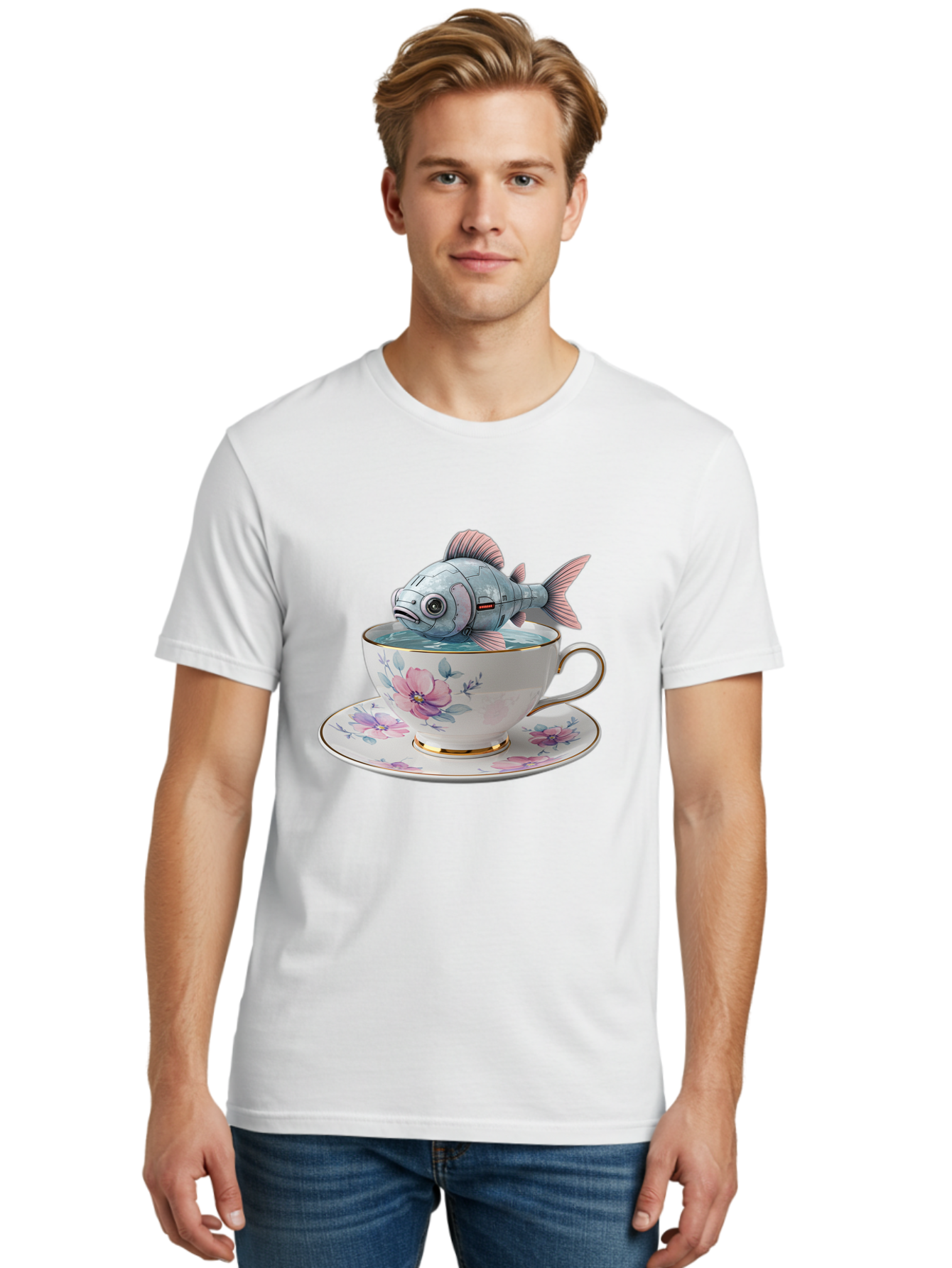 Fish-In-Teacup-3 Men'S Graphic Tee, 100% Cotton, Comfortable Casual Summer Wear, Machine Washable, Vintage Camera, Old Camera, Antique Camera, Black Camera, Classic Photography, Photography Equipment, Nostalgic Device, Film Camera, Camera Art Bak556