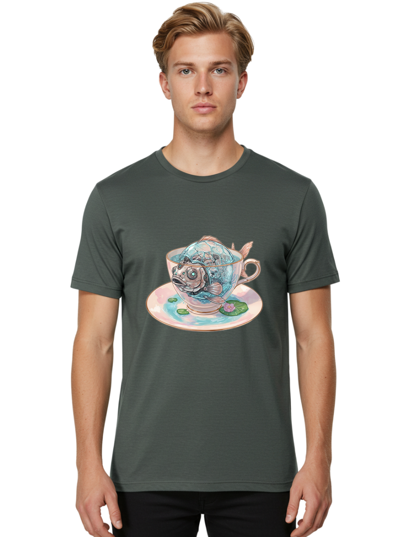 Fish-In-Teacup-4 Men'S Graphic Tee, 100% Cotton, Comfortable Casual Summer Wear, Machine Washable, Vintage Camera, Old Camera, Antique Camera, Black Camera, Classic Photography, Photography Equipment, Nostalgic Device, Film Camera, Camera Art Bak557