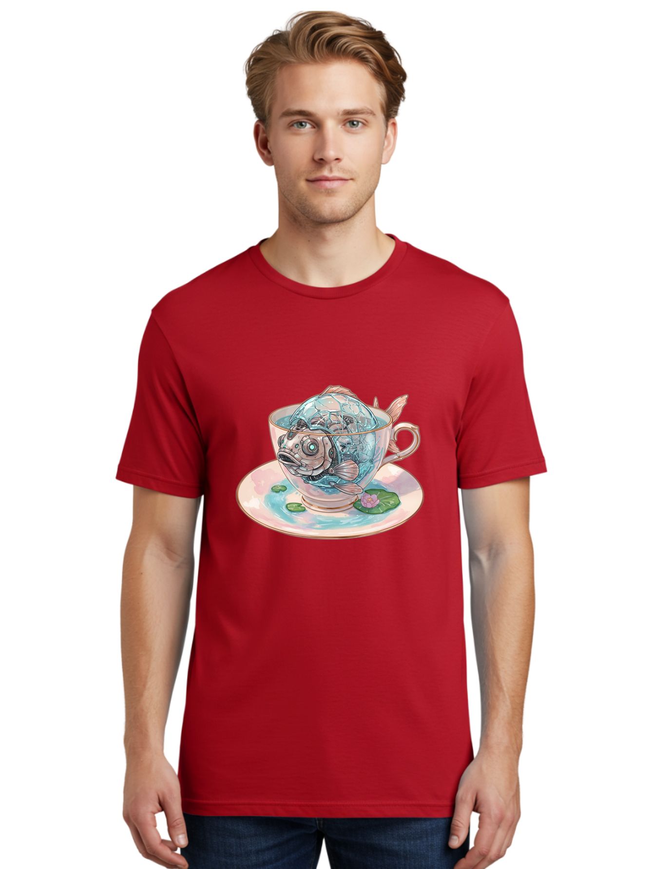 Fish-In-Teacup-4 Men'S Graphic Tee, 100% Cotton, Comfortable Casual Summer Wear, Machine Washable, Vintage Camera, Old Camera, Antique Camera, Black Camera, Classic Photography, Photography Equipment, Nostalgic Device, Film Camera, Camera Art Bak557