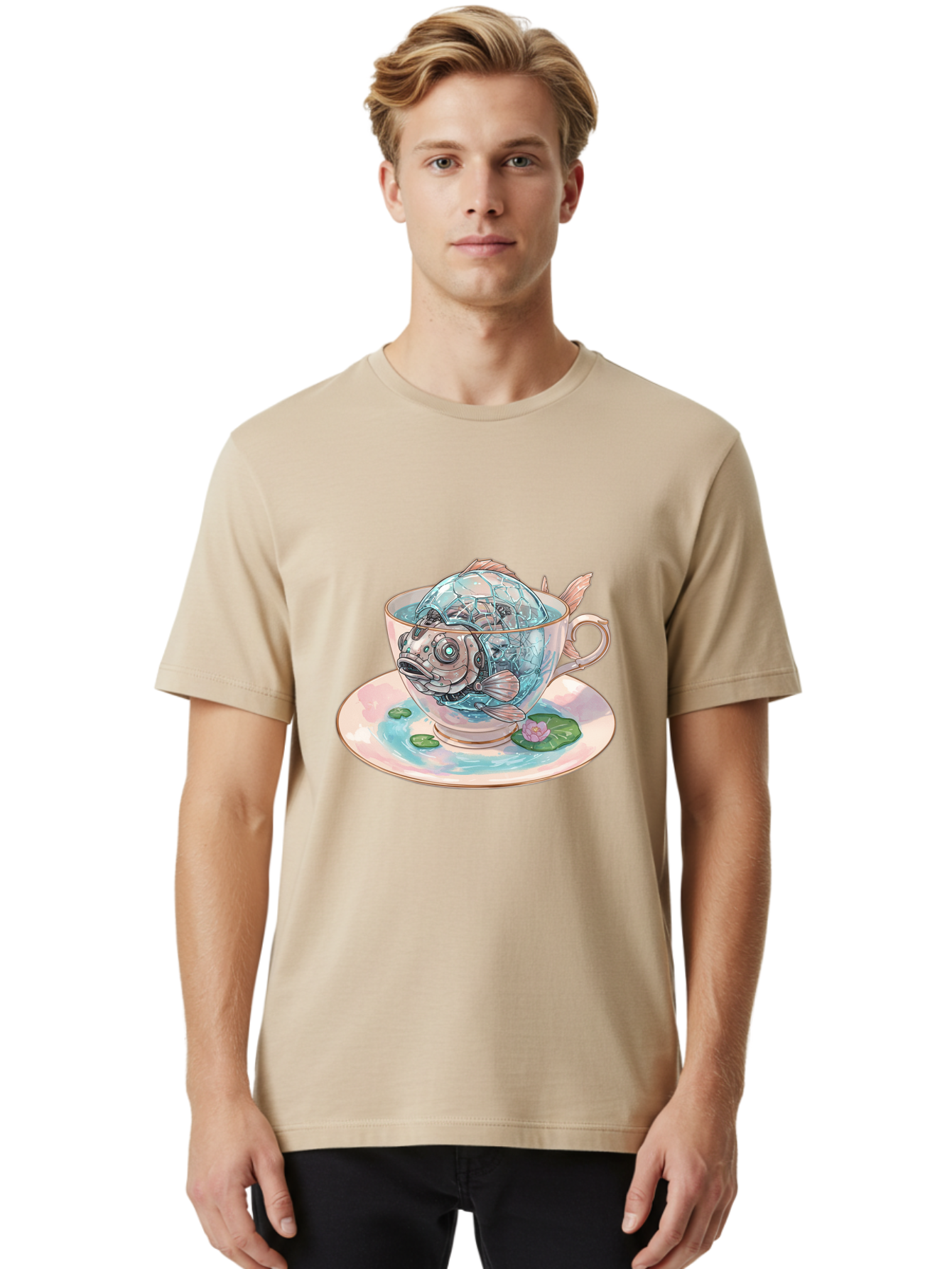 Fish-In-Teacup-4 Men'S Graphic Tee, 100% Cotton, Comfortable Casual Summer Wear, Machine Washable, Vintage Camera, Old Camera, Antique Camera, Black Camera, Classic Photography, Photography Equipment, Nostalgic Device, Film Camera, Camera Art Bak557