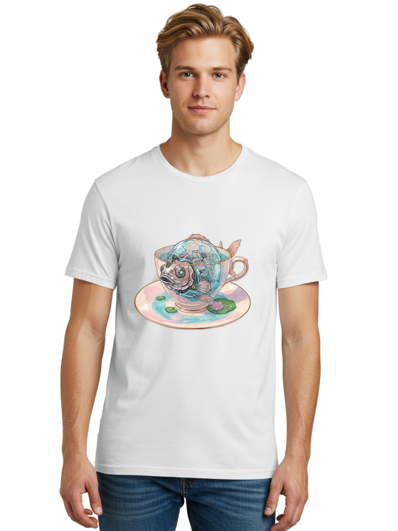 Fish-In-Teacup-4 Men'S Graphic Tee, 100% Cotton, Comfortable Casual Summer Wear, Machine Washable, Vintage Camera, Old Camera, Antique Camera, Black Camera, Classic Photography, Photography Equipment, Nostalgic Device, Film Camera, Camera Art Bak557