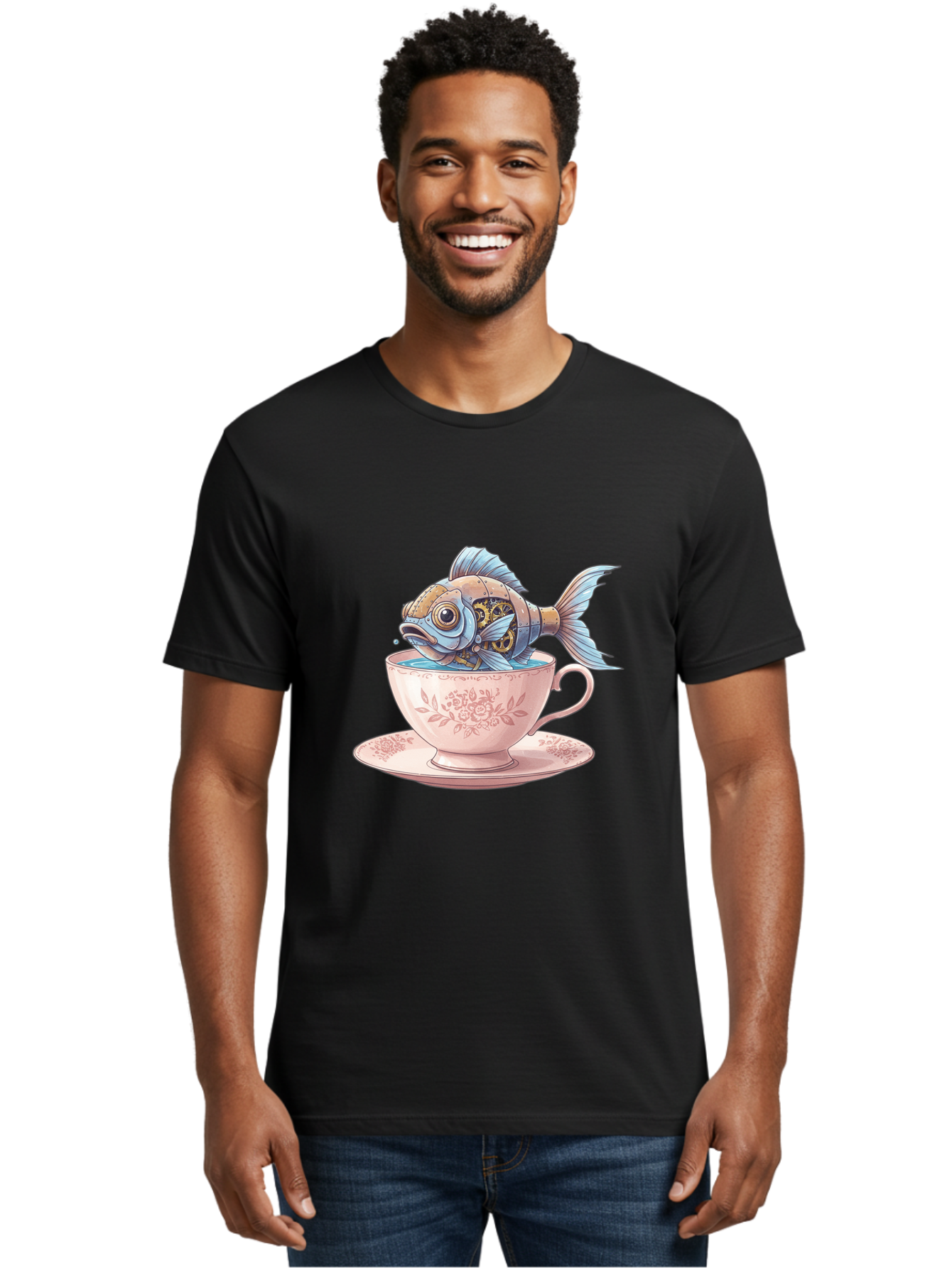 Fish-In-Teacup Men'S Graphic Tee, 100% Cotton, Comfortable Casual Summer Wear, Machine Washable, Vintage Camera, Old Camera, Antique Camera, Black Camera, Classic Photography, Photography Equipment, Nostalgic Device, Film Camera, Camera Art Bak558