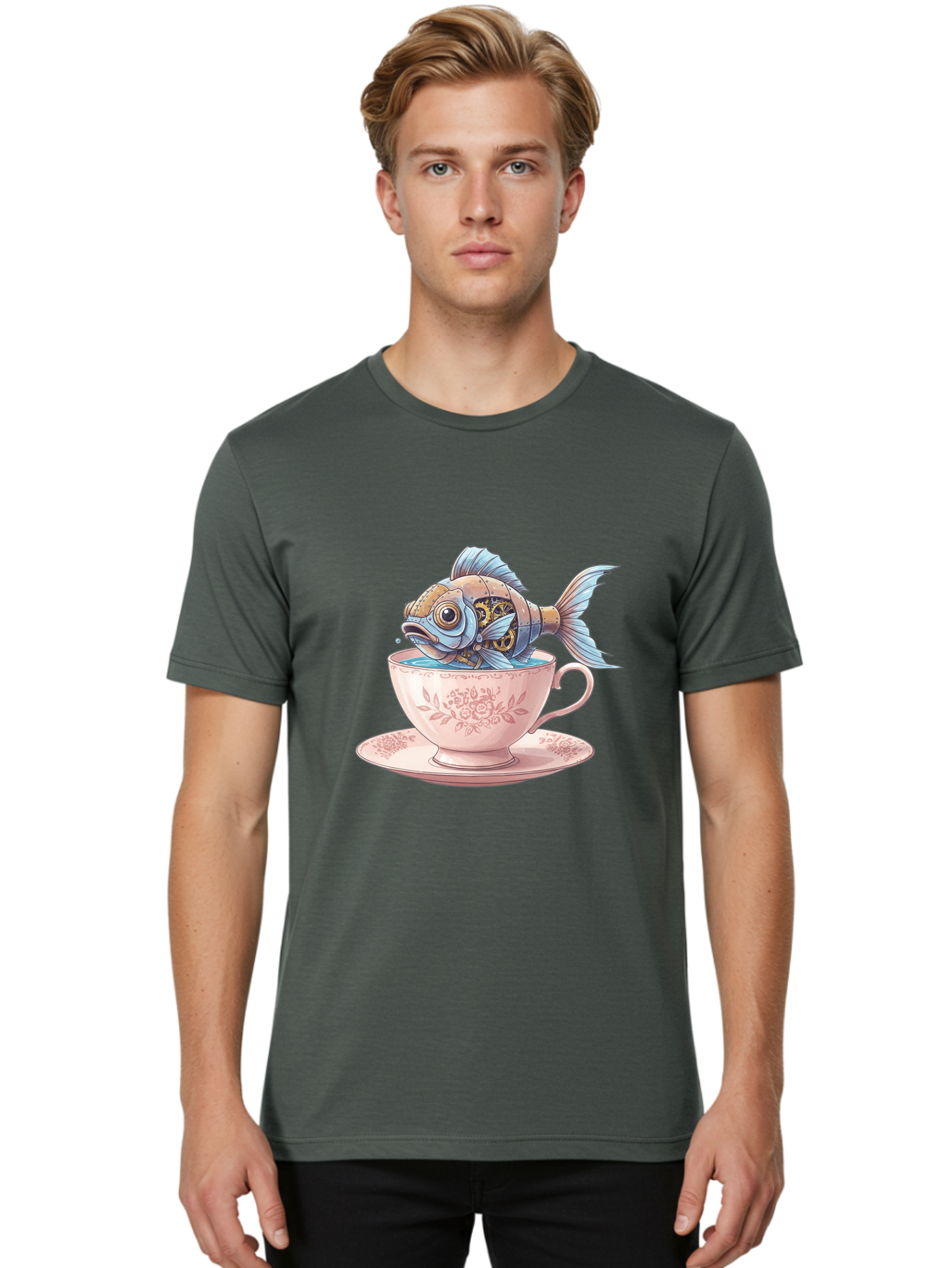 Fish-In-Teacup Men'S Graphic Tee, 100% Cotton, Comfortable Casual Summer Wear, Machine Washable, Vintage Camera, Old Camera, Antique Camera, Black Camera, Classic Photography, Photography Equipment, Nostalgic Device, Film Camera, Camera Art Bak558