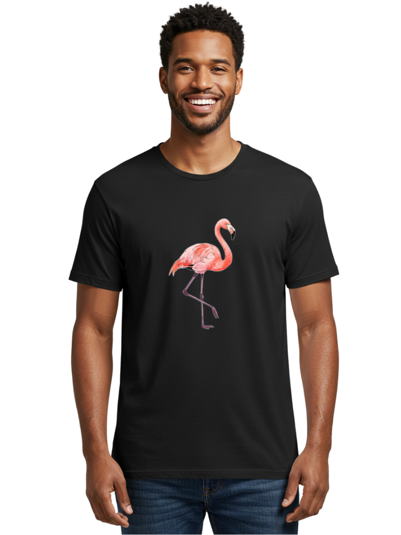Flamingo-20 Men'S Graphic Tee, 100% Cotton, Comfortable Casual Summer Wear, Machine Washable, Vintage Camera, Old Camera, Antique Camera, Black Camera, Classic Photography, Photography Equipment, Nostalgic Device, Film Camera, Camera Art Bak585