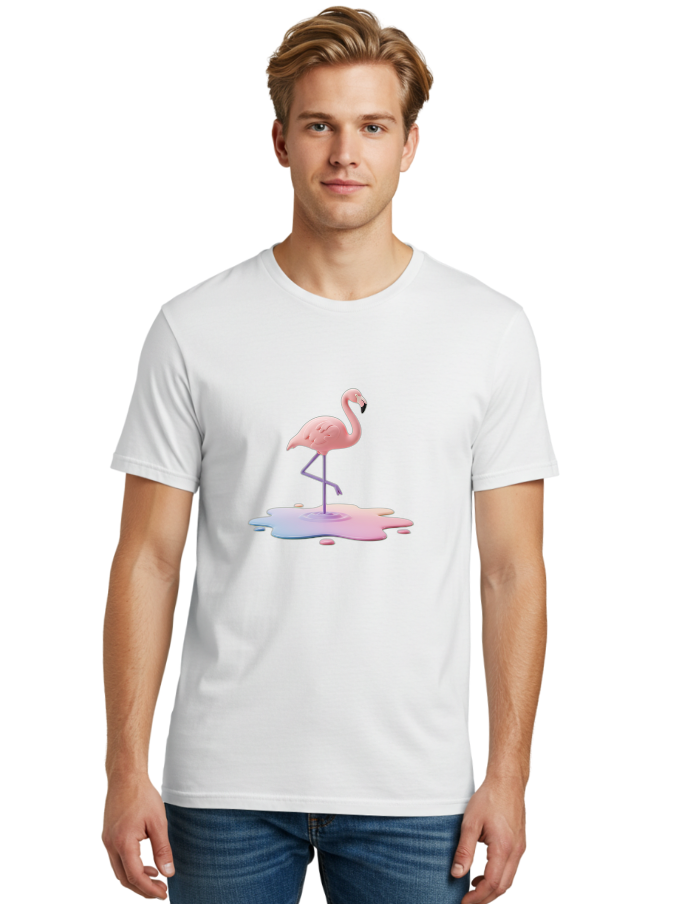 Flamingo-In-Paint Men'S Graphic Tee, 100% Cotton, Comfortable Casual Summer Wear, Machine Washable, Vintage Camera, Old Camera, Antique Camera, Black Camera, Classic Photography, Photography Equipment, Nostalgic Device, Film Camera, Camera Art Bak597