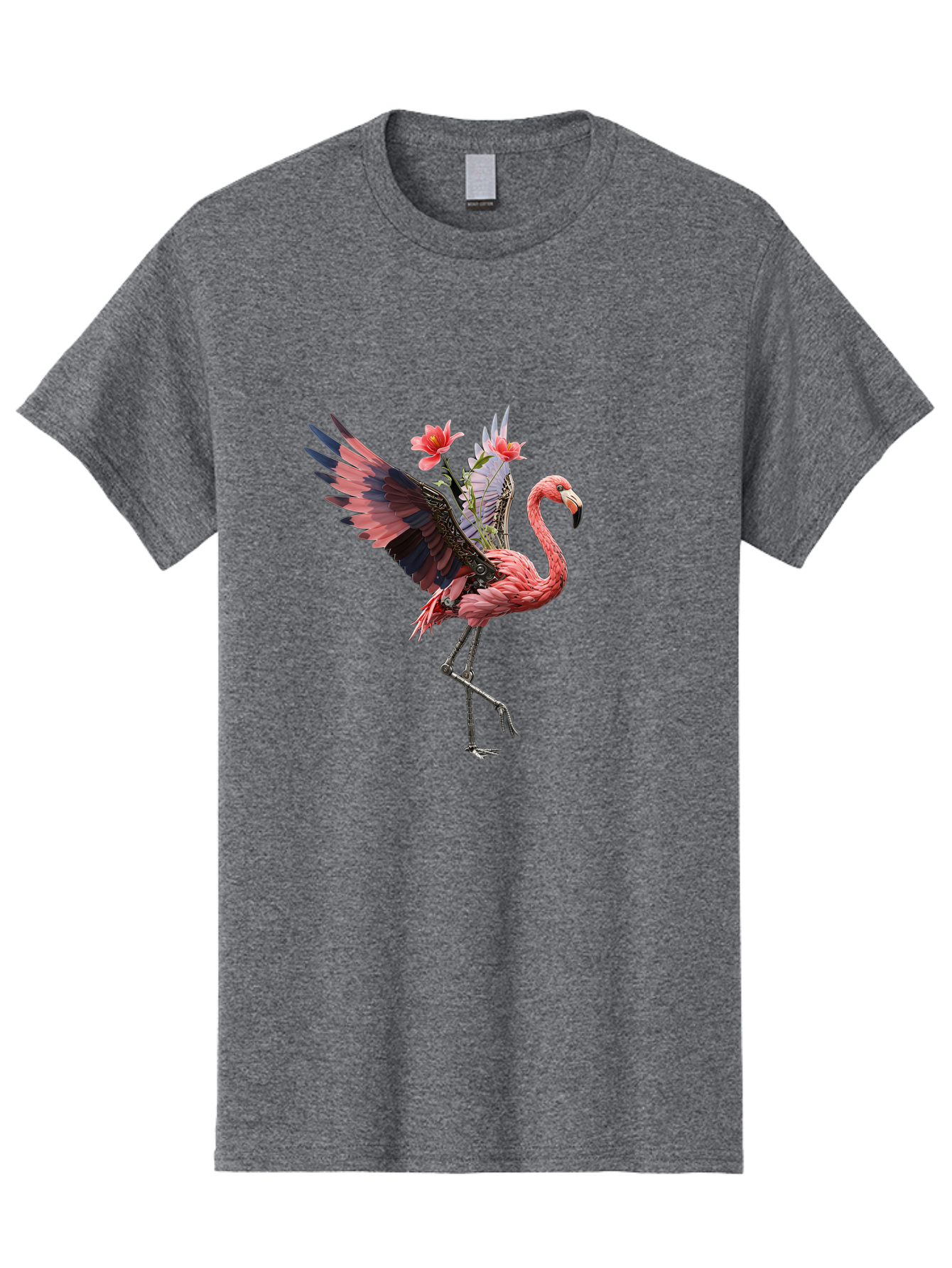 Flamingo-With-Robot-Parts Men'S Graphic Tee, 100% Cotton, Comfortable Casual Summer Wear, Machine Washable, Vintage Camera, Old Camera, Antique Camera, Black Camera, Classic Photography, Photography Equipment, Nostalgic Device, Film Camera, Bak604