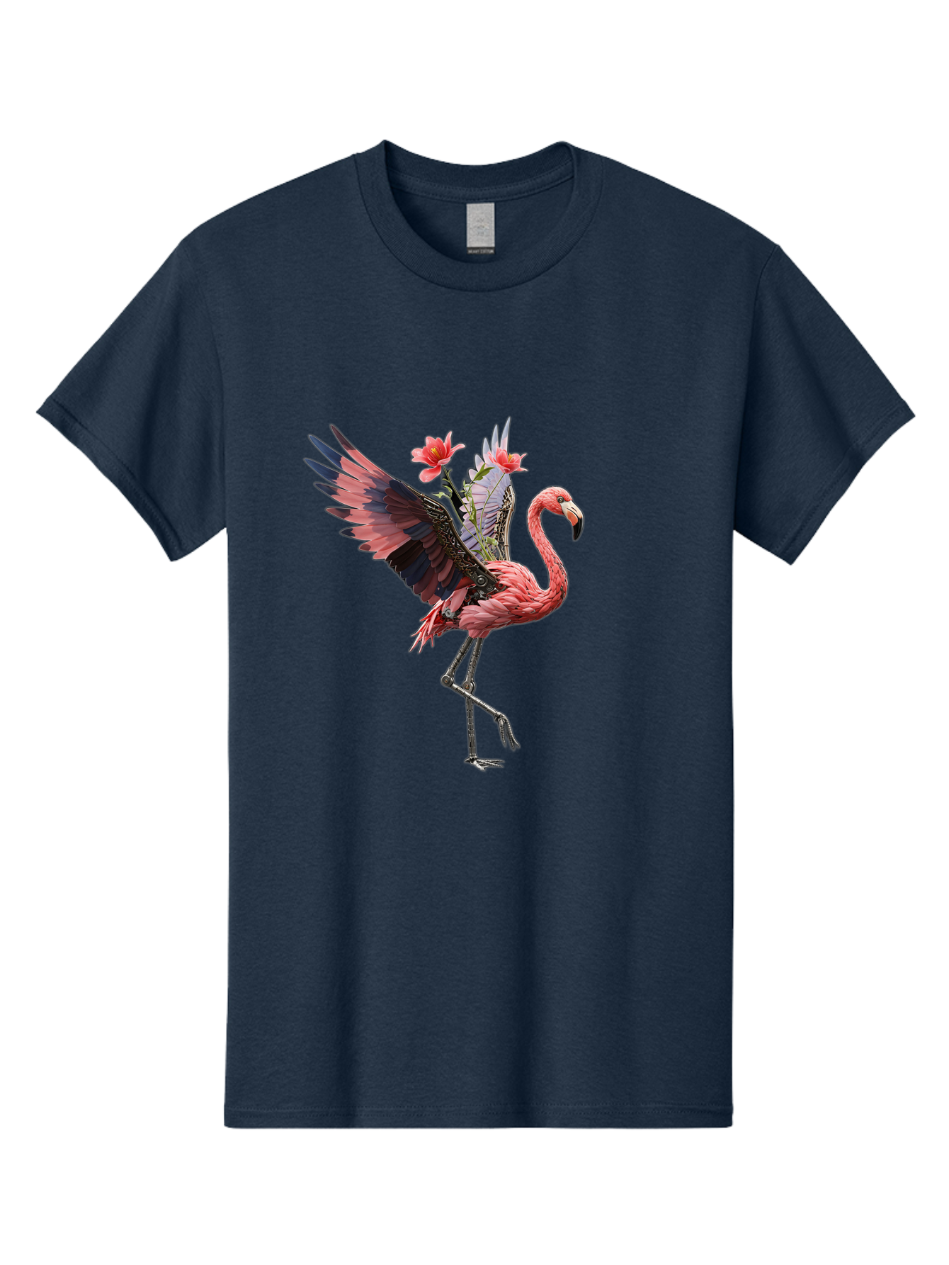 Flamingo-With-Robot-Parts Men'S Graphic Tee, 100% Cotton, Comfortable Casual Summer Wear, Machine Washable, Vintage Camera, Old Camera, Antique Camera, Black Camera, Classic Photography, Photography Equipment, Nostalgic Device, Film Camera, Bak604
