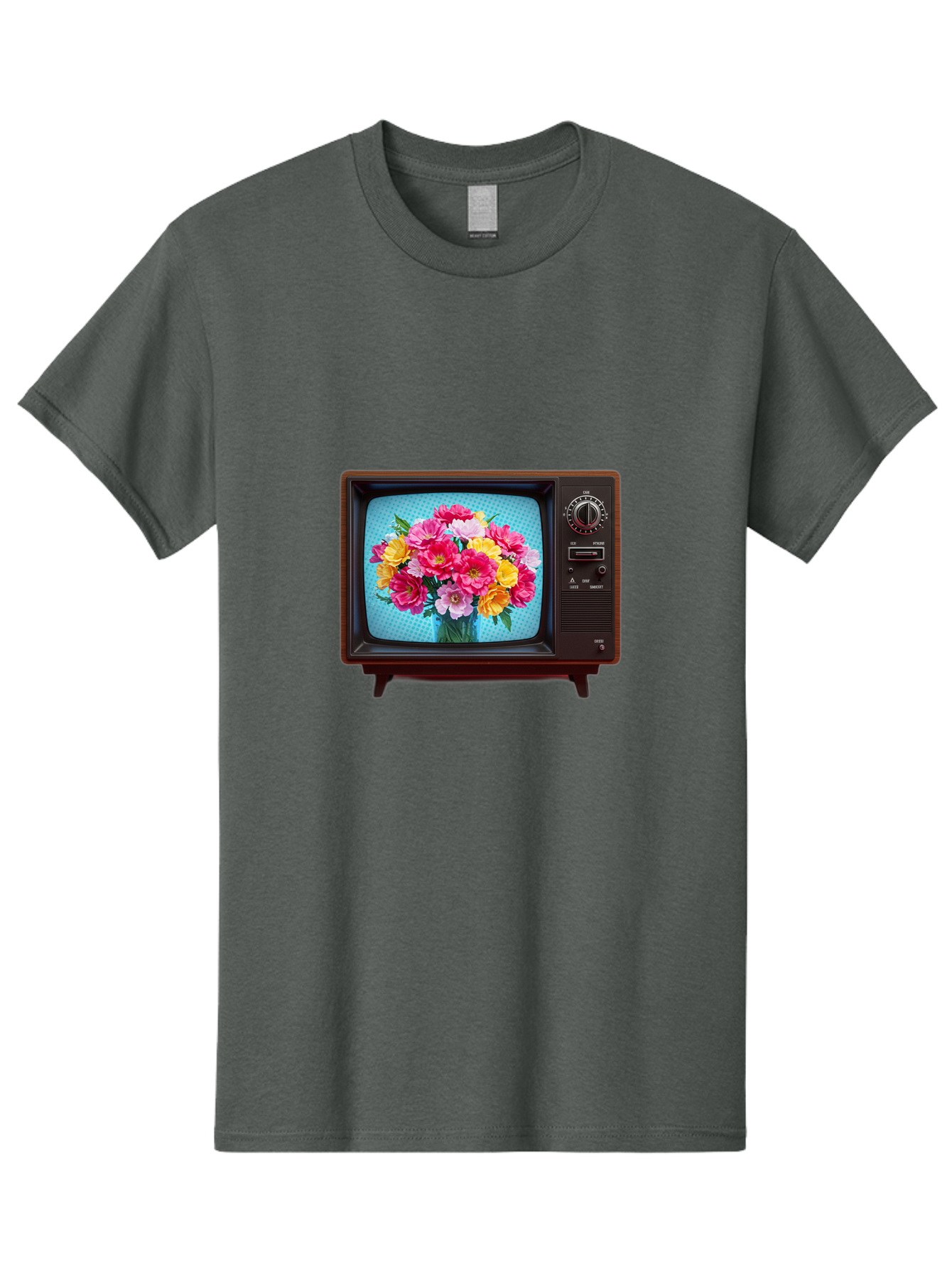 Floral-Bouquet-Tv Men'S Graphic Tee, 100% Cotton, Comfortable Casual Summer Wear, Machine Washable, Vintage Camera, Old Camera, Antique Camera, Black Camera, Classic Photography, Photography Equipment, Nostalgic Device, Film Camera, Camera Art Bak607