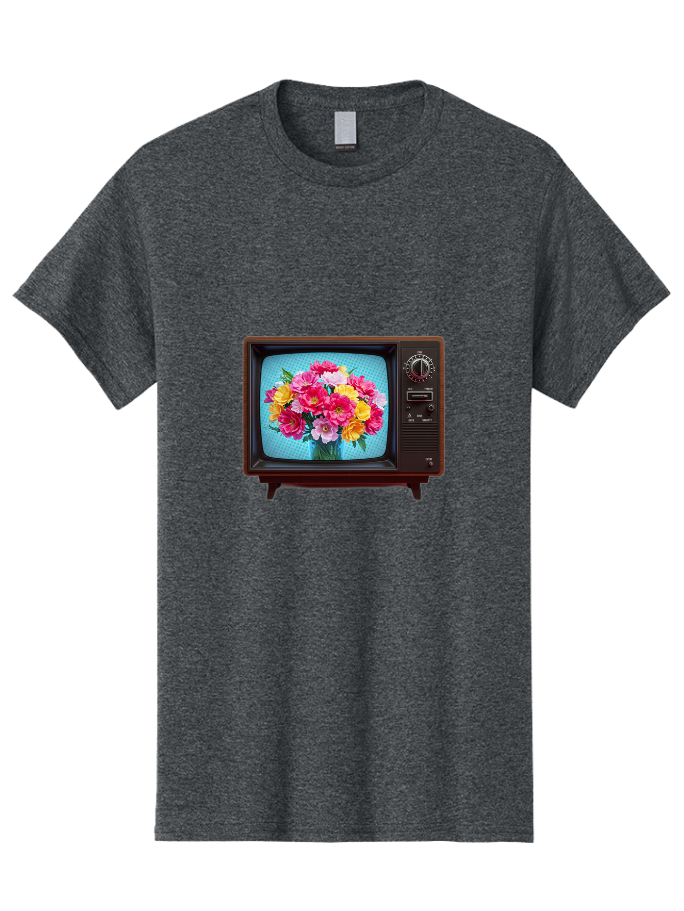 Floral-Bouquet-Tv Men'S Graphic Tee, 100% Cotton, Comfortable Casual Summer Wear, Machine Washable, Vintage Camera, Old Camera, Antique Camera, Black Camera, Classic Photography, Photography Equipment, Nostalgic Device, Film Camera, Camera Art Bak607