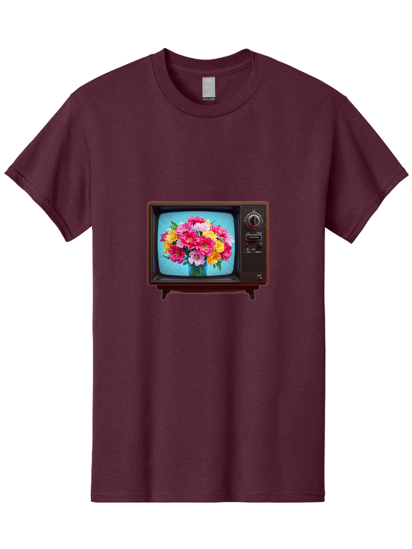 Floral-Bouquet-Tv Men'S Graphic Tee, 100% Cotton, Comfortable Casual Summer Wear, Machine Washable, Vintage Camera, Old Camera, Antique Camera, Black Camera, Classic Photography, Photography Equipment, Nostalgic Device, Film Camera, Camera Art Bak607