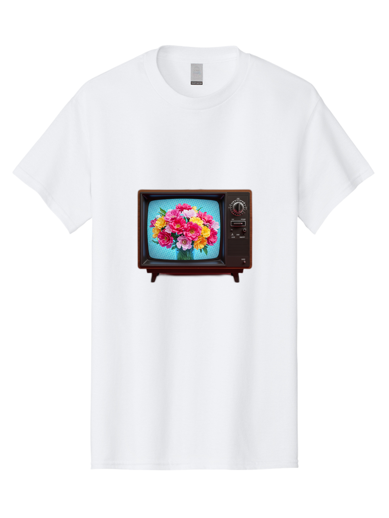 Floral-Bouquet-Tv Men'S Graphic Tee, 100% Cotton, Comfortable Casual Summer Wear, Machine Washable, Vintage Camera, Old Camera, Antique Camera, Black Camera, Classic Photography, Photography Equipment, Nostalgic Device, Film Camera, Camera Art Bak607
