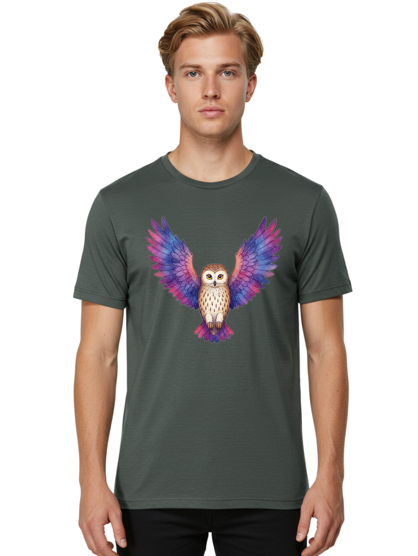 Flying-Owl-1 Men'S Graphic Tee, 100% Cotton, Comfortable Casual Summer Wear, Machine Washable, Vintage Camera, Old Camera, Antique Camera, Black Camera, Classic Photography, Photography Equipment, Nostalgic Device, Film Camera, Camera Art Bak615