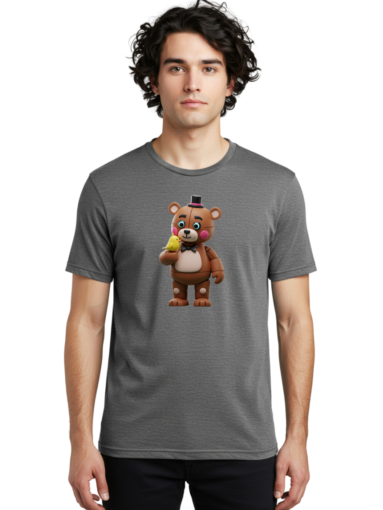 Freddy-Fazbear-With-Bird Men'S Graphic Tee, 100% Cotton, Comfortable Casual Summer Wear, Machine Washable, Vintage Camera, Old Camera, Antique Camera, Black Camera, Classic Photography, Photography Equipment, Nostalgic Device, Film Camera, Bak631